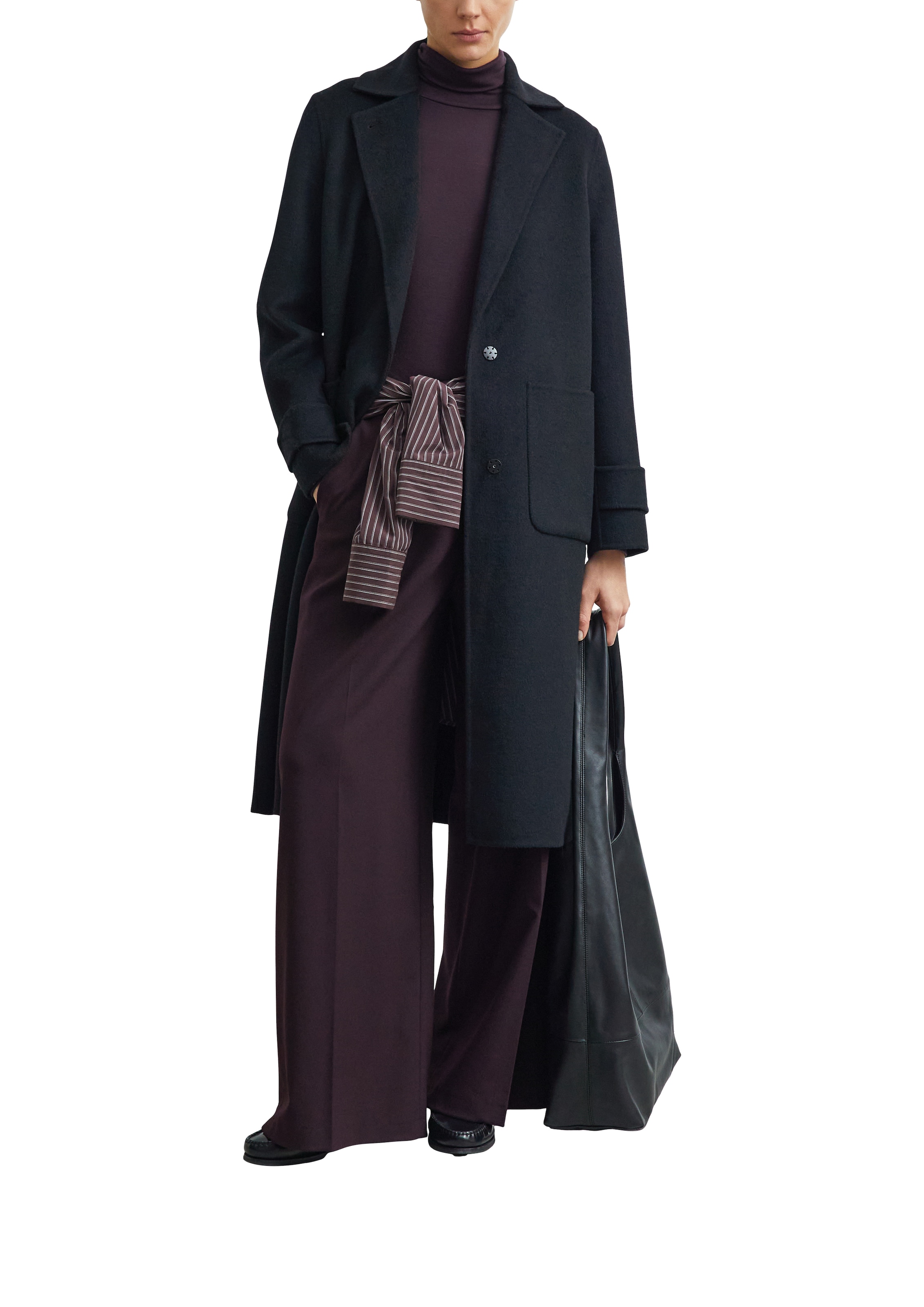 Comma Rollkragenshirt unifarben mit Wolle und Stretch