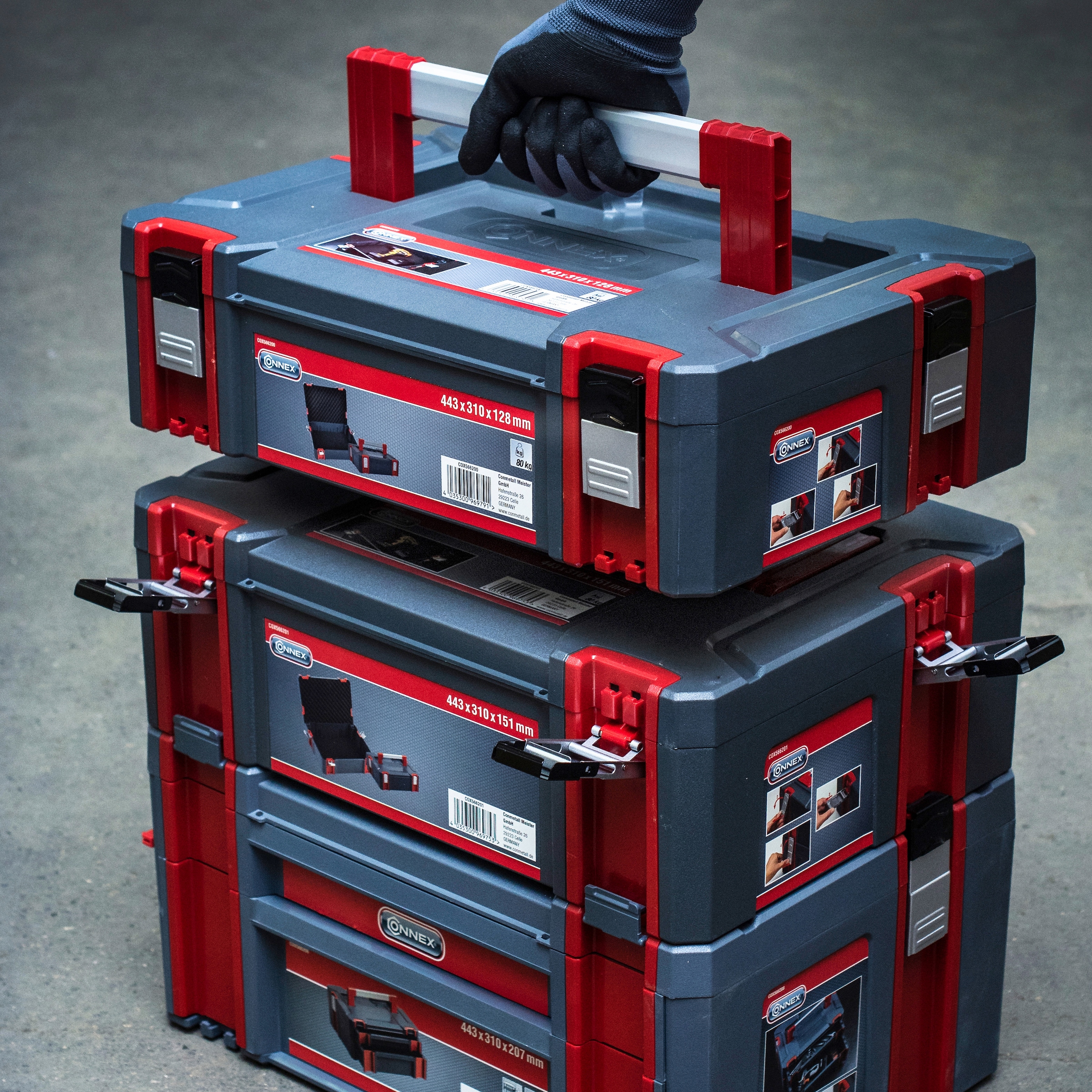 Connex Stapelbox »Größe S - 17,5 Liter Volumen - Individuell erweiterbares System«, 80 kg Tragfähigkeit - Stapelbar - robustem Kunststoff