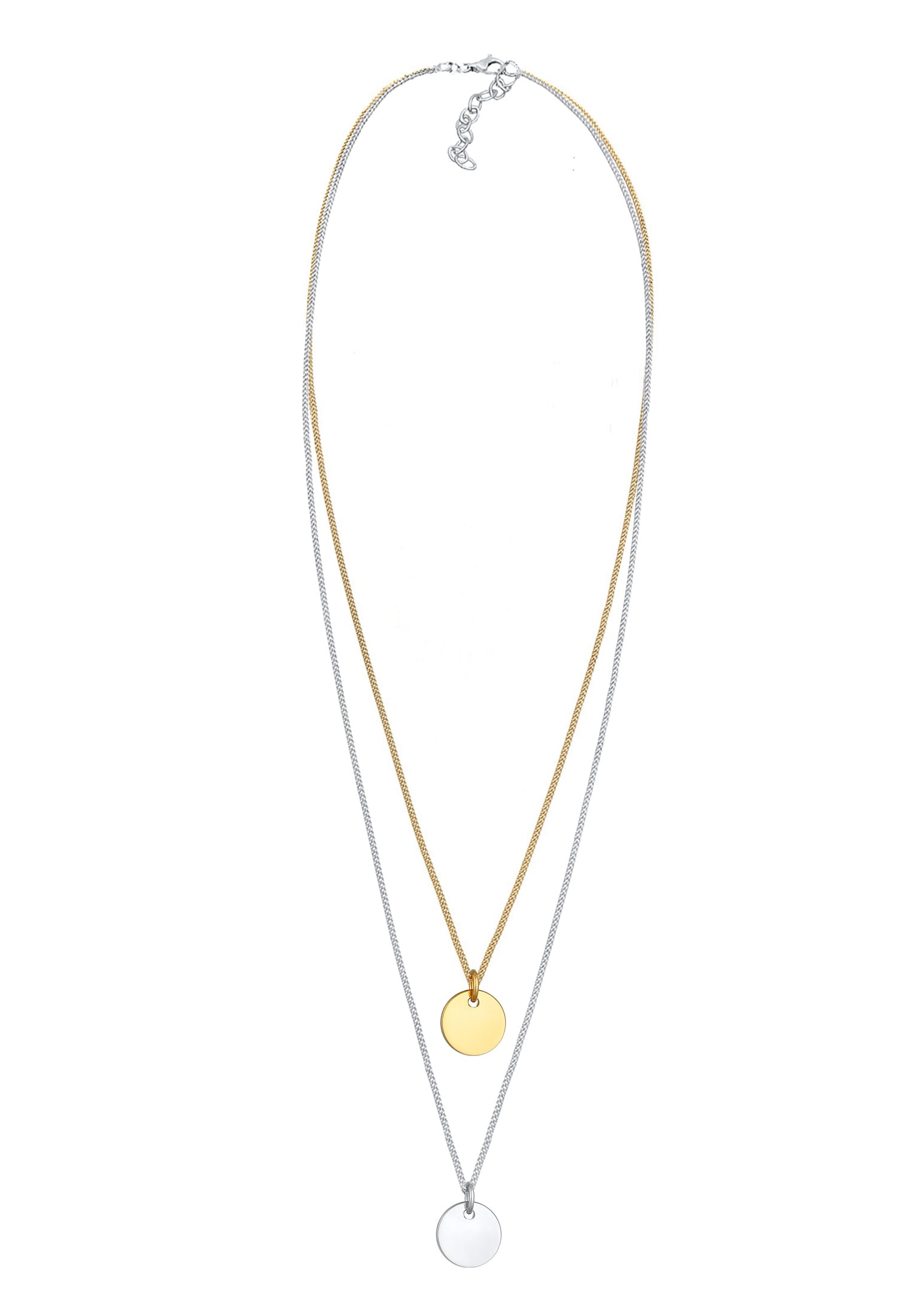 Elli Silberkette »Halskette Layer Kette mit Kreis Plättchen 925 Silber«