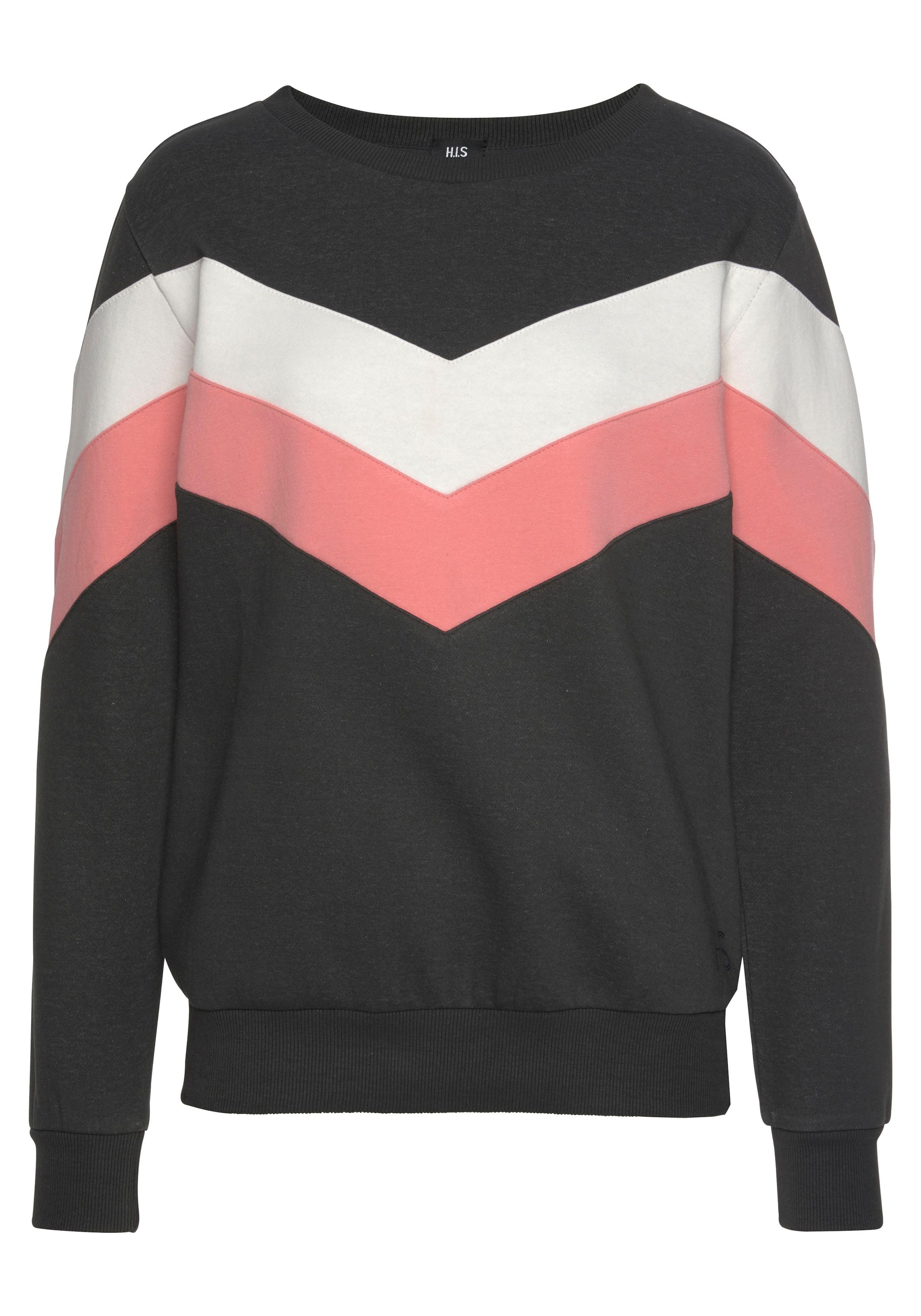 H.I.S Sweatshirt, mit Kontraststreifen an Vorderseite und Ärmeln, Loungewear
