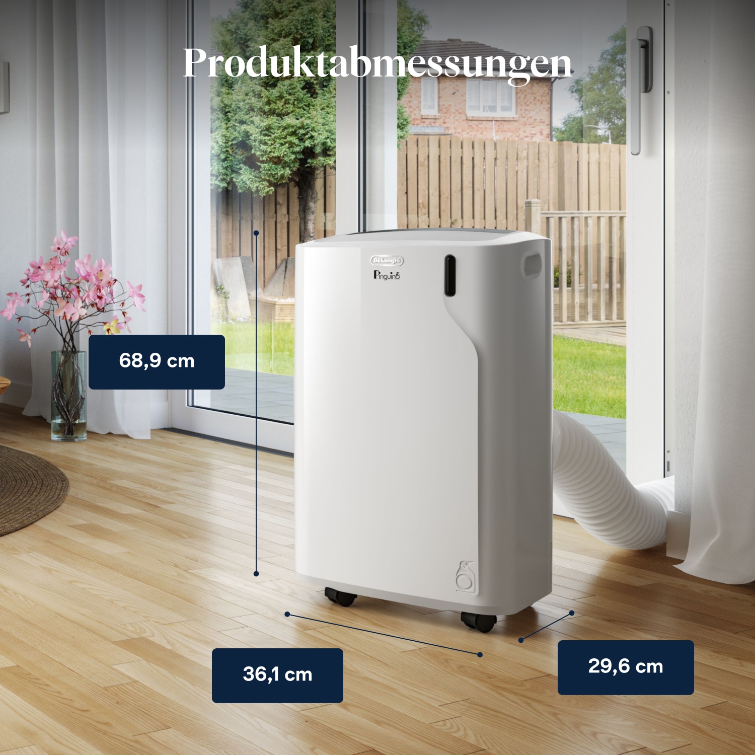De'Longhi 3-in-1-Klimagerät »Pinguino EM82K ideal für kleine Wohnungen/Räume« 27 m² Räume, A, 9.400 BTU/h, 2,4 Kw, 63 dB, Luftentfeuchtermodus