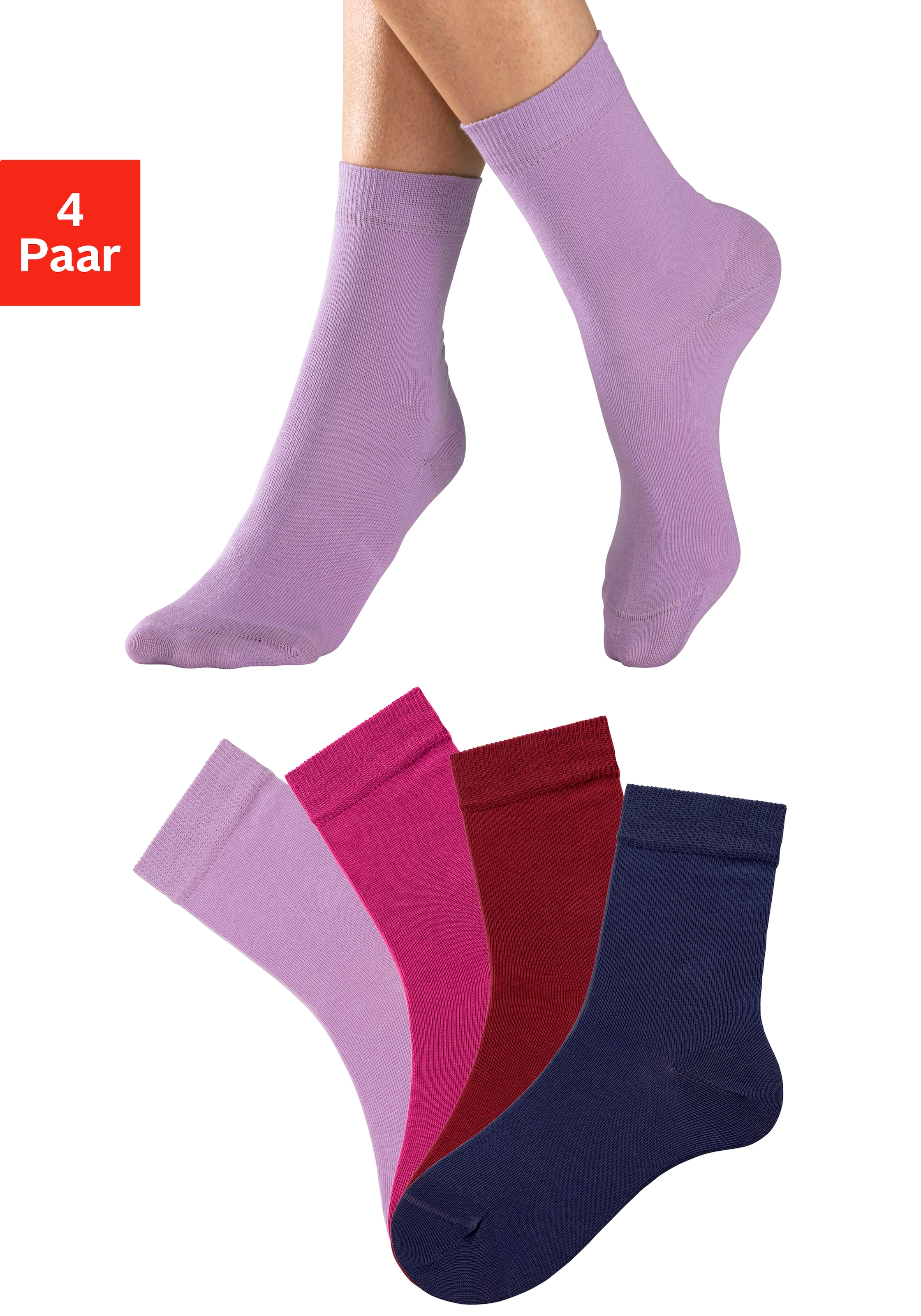 bei in unterschiedlichen Paar), (4 Farbzusammenstellungen Socken, ♕ H.I.S