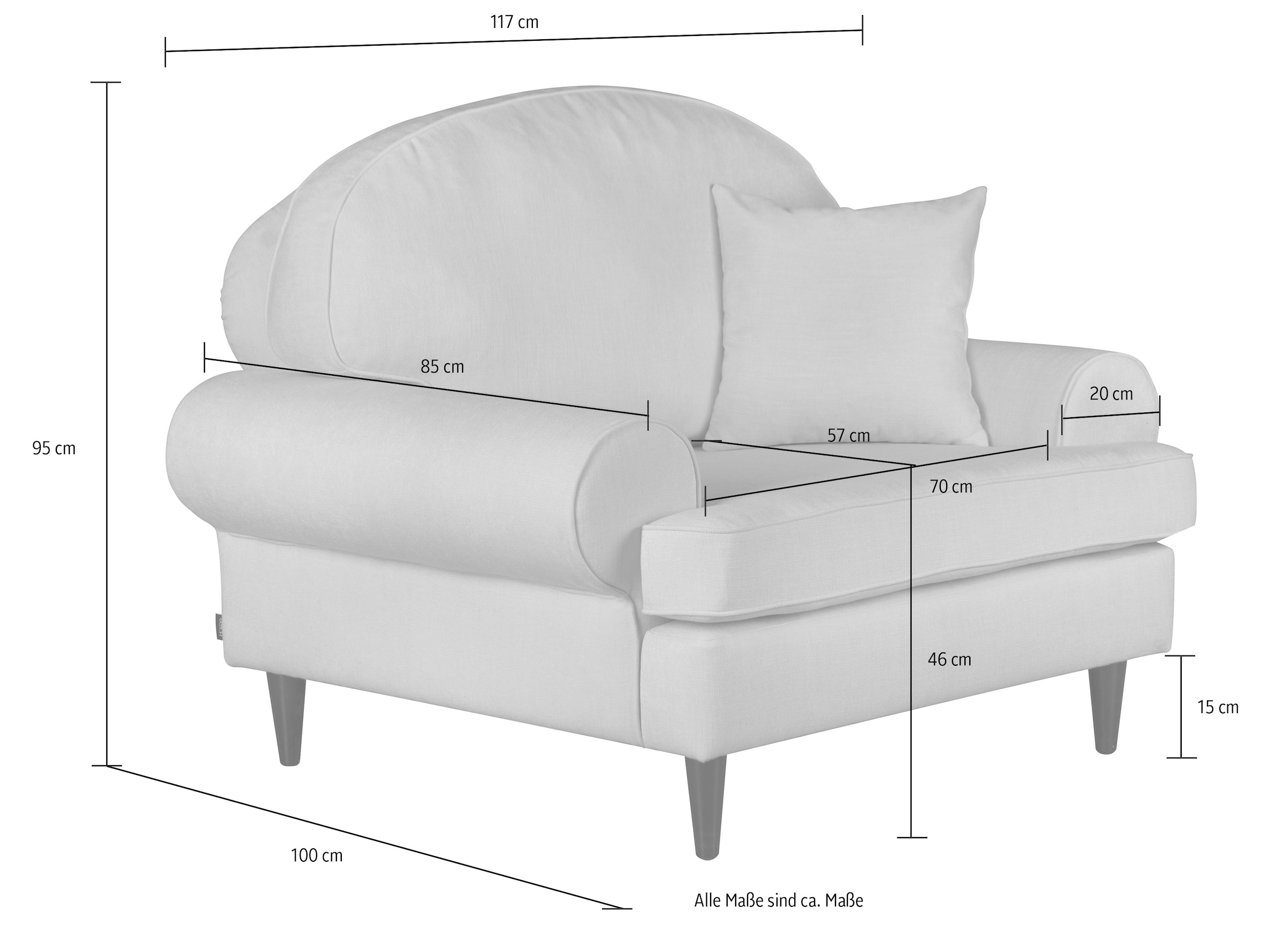 Home affaire Sessel »Vitreux«, auch in Bouclé-Bezug, B/T/H: 117/100/95 cm
