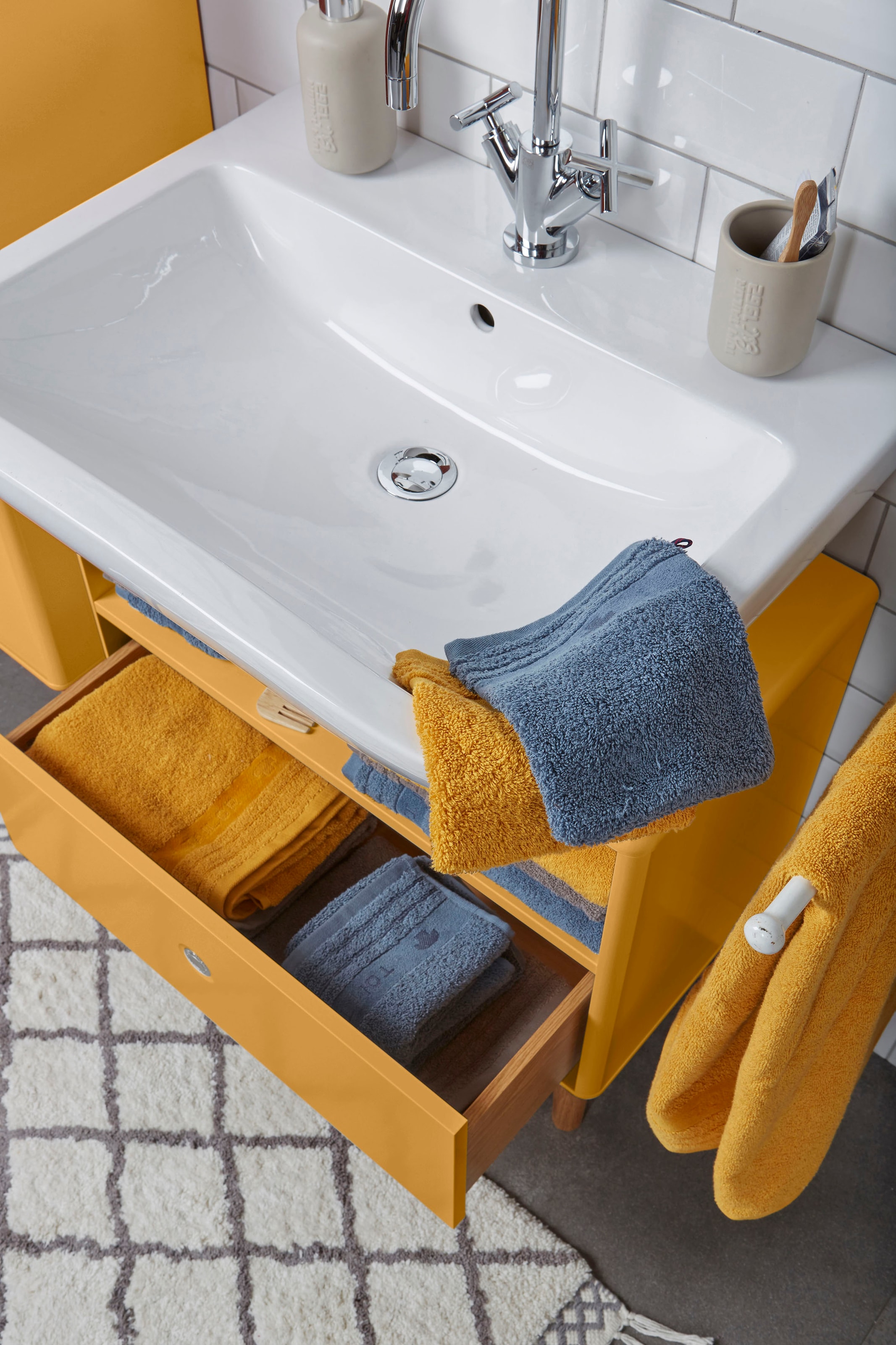 TOM TAILOR HOME Waschbeckenunterschrank kaufen 3 mit Push-to-Open, cm Breite mit Jahren 65 BATH«, | in XXL Garantie Schublade, Füßen mit mit »COLOR Eiche, online