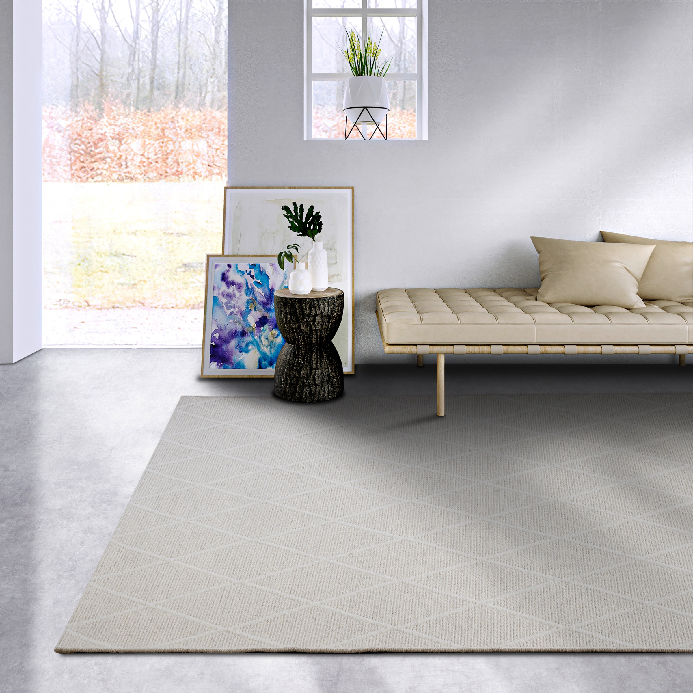 Villeroy & Boch Wollteppich »Maria«, rechteckig, 5 mm Höhe, Schurwolle, Wolle, Natur, Wohnzimmer, Schlafzimmer, Boho, Skandi