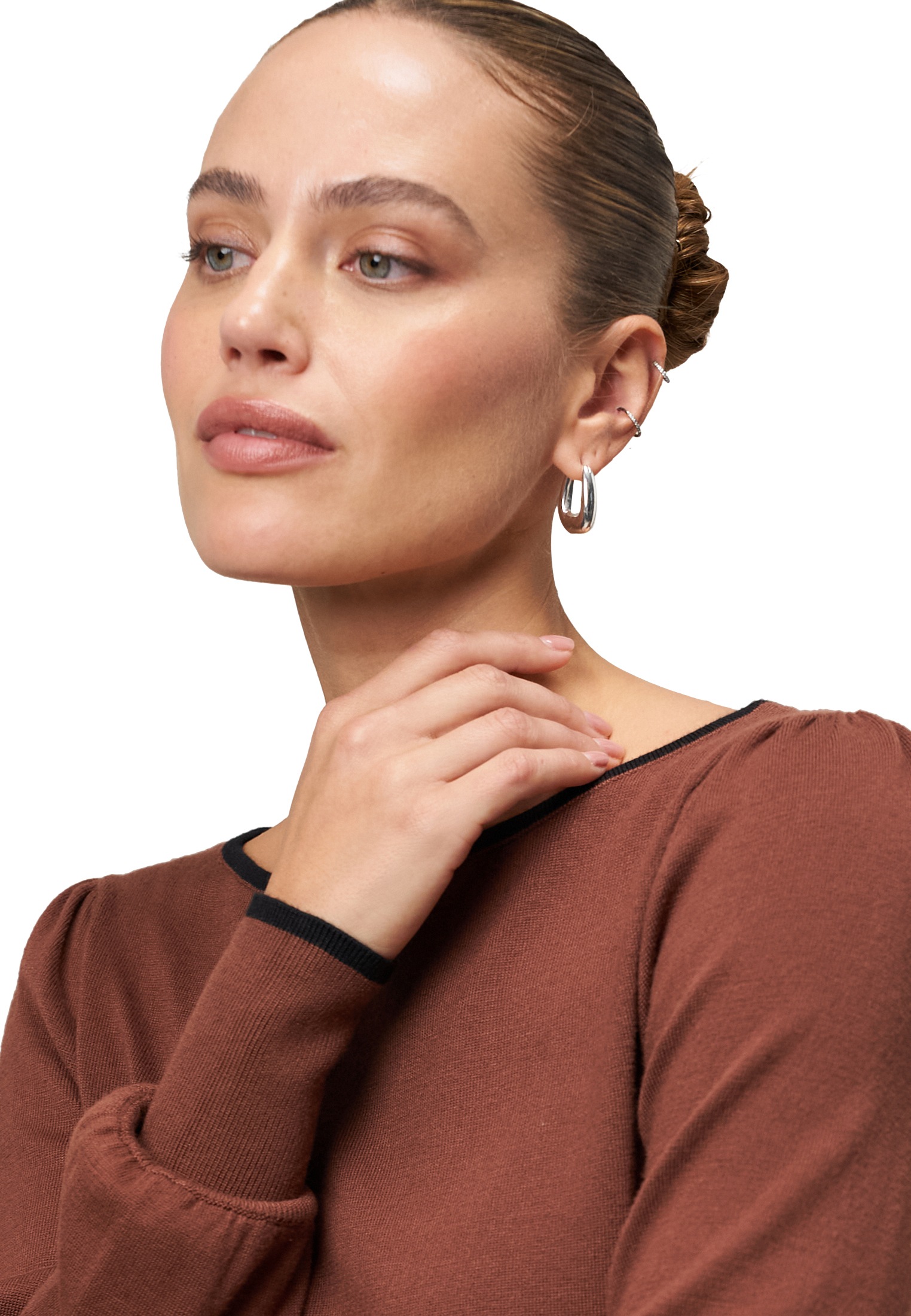 Zero Rundhalspullover »Feinstrickpullover mit Kontrastpaspel«