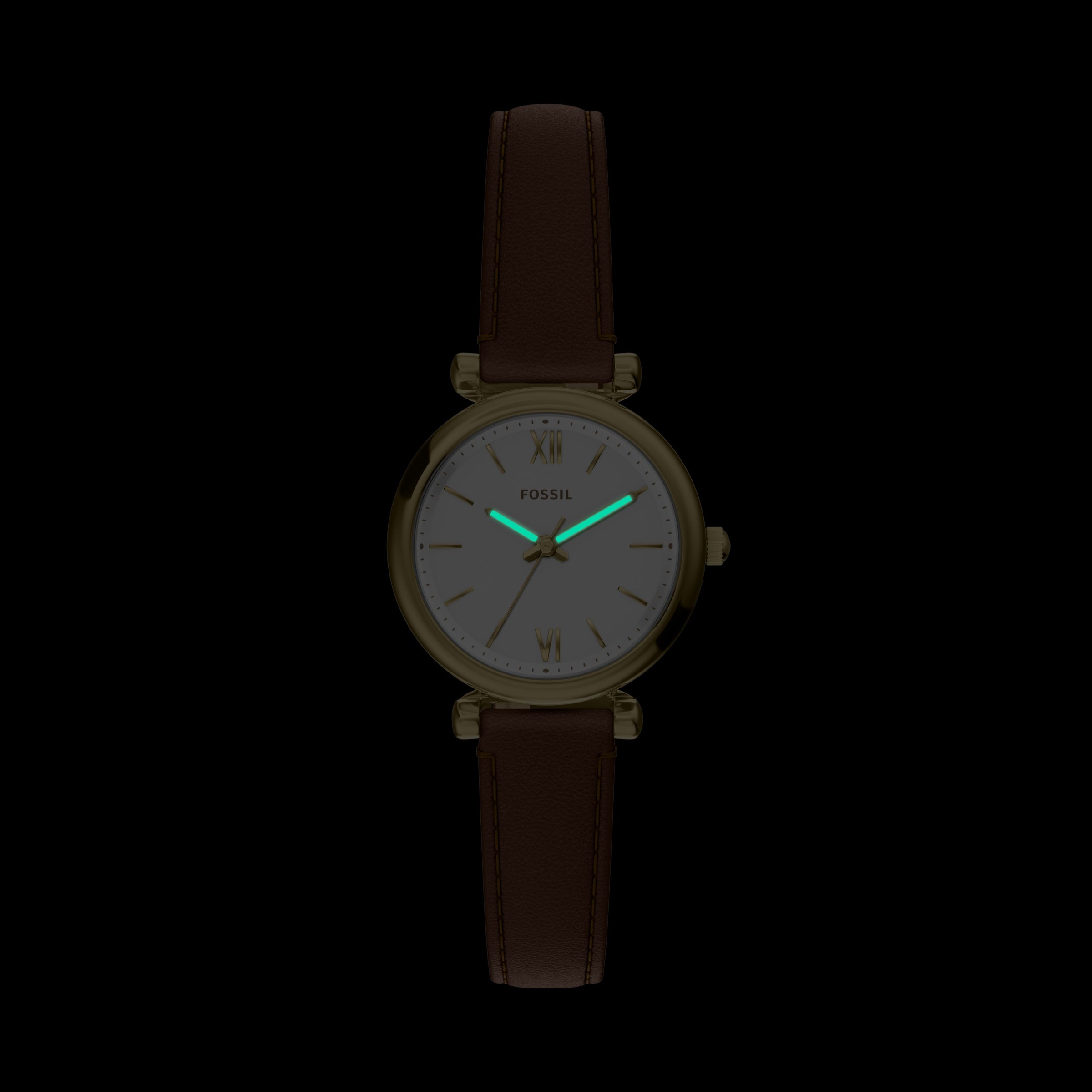Fossil Quarzuhr »Carlie« Armbanduhr, Damenuhr, Lederarmband, analog