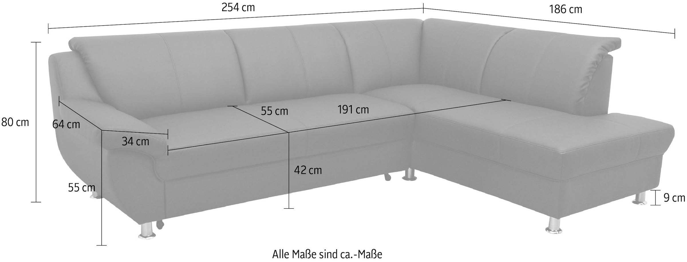 DOMO collection Ecksofa Ottomane, mit wahlweise Raten kaufen mit auf Bettfunktion »Pilar«