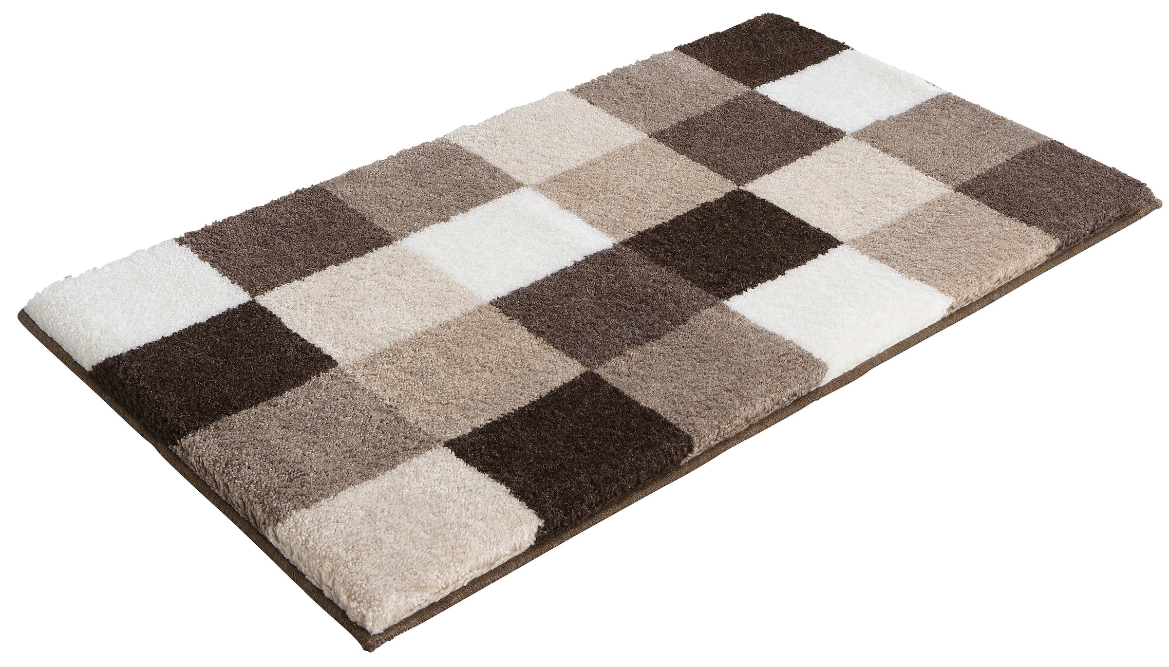 Grund Badematte »Mosaik, Badvorleger, Badezimmer Teppich, sehr weich«, rutschhemmend beschichtet, fußbodenheizungsgeeignet, angenehm weich, auch als 3 teiliges Set erhältlich, Made in Europe