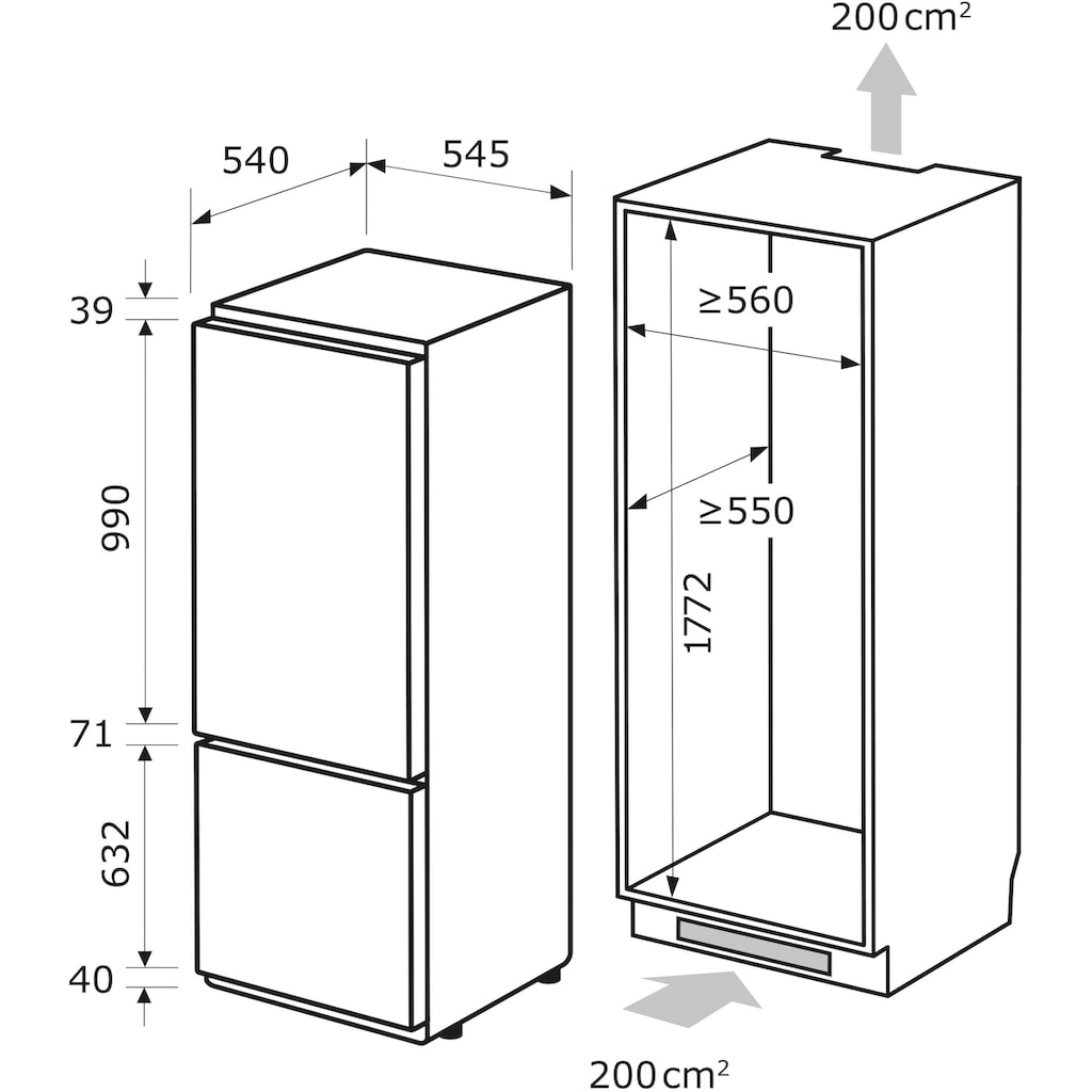 exquisit Einbaukühlgefrierkombination, EKGC270-70-NF-F-010E, 178,2 cm hoch, 54,5 cm breit