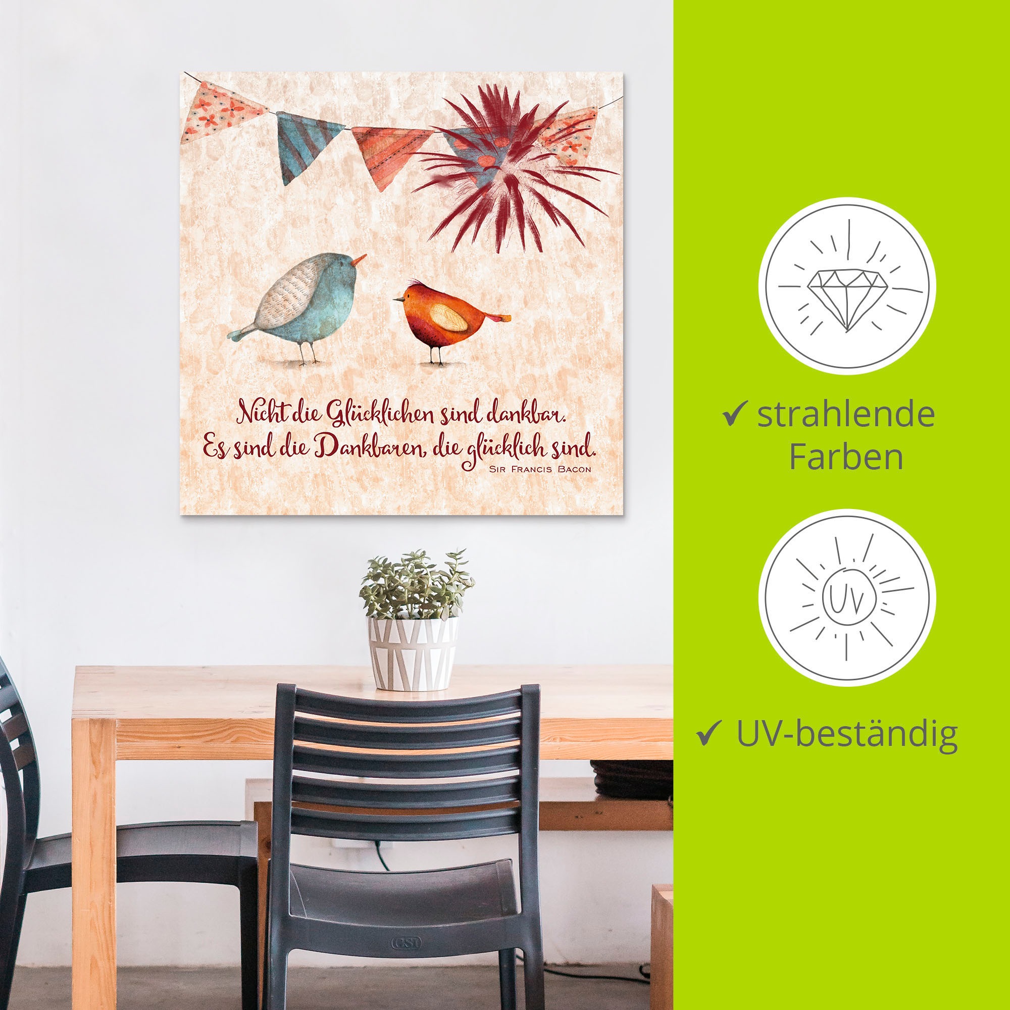 Artland Wandbild »Lebensweisheit Glücklich«, Tiere, (1 St.), als Alubild, Outdoorbild, Leinwandbild, Poster, Wandaufkleber