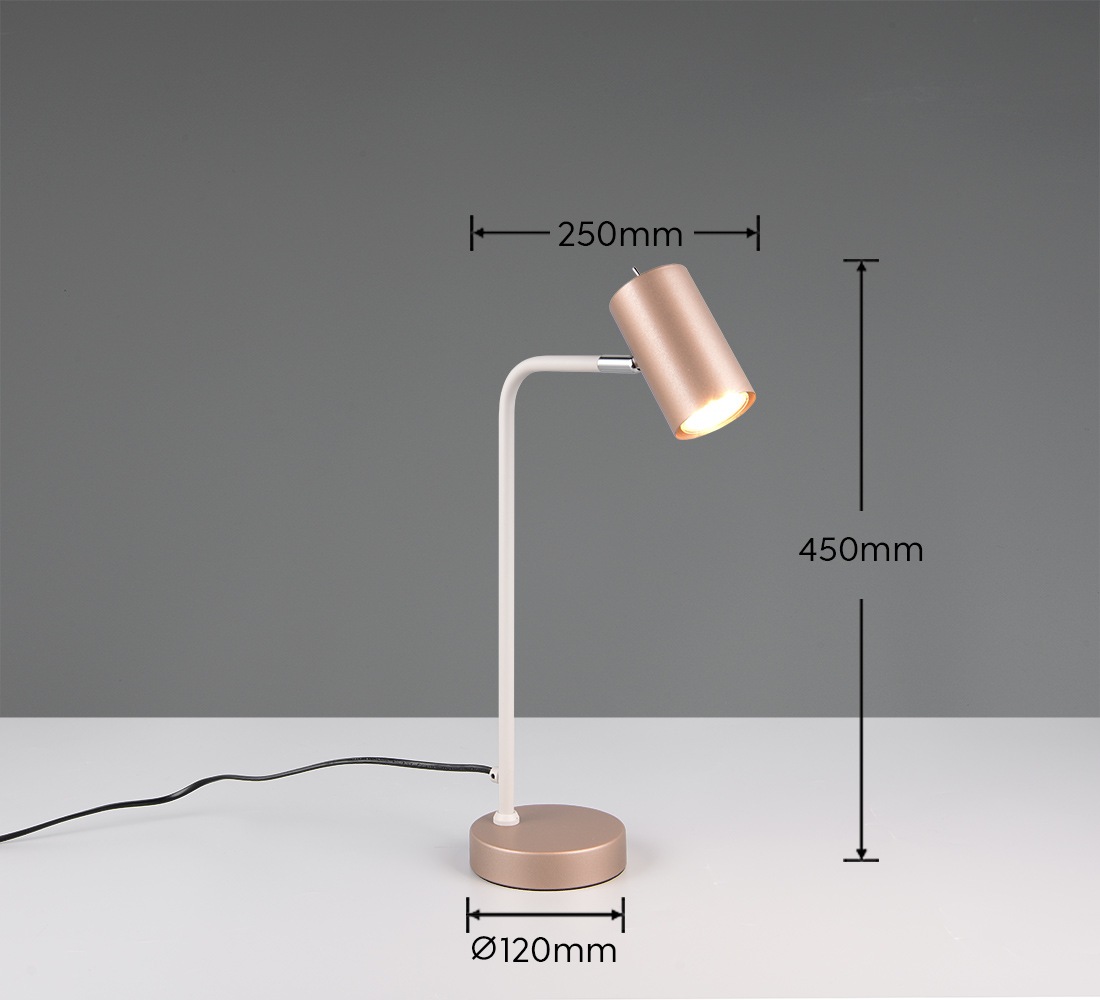 TRIO Leuchten Schreibtischlampe »MARLEY, exkl. 1x GU10 max 5W, Tischleuchte Höhe 45cm« GU10 1 Stk. warmweiß - kaltweiß mit Kippschalter, Leuchtenkopf schwenkbar, 150cm Anschlusskabel