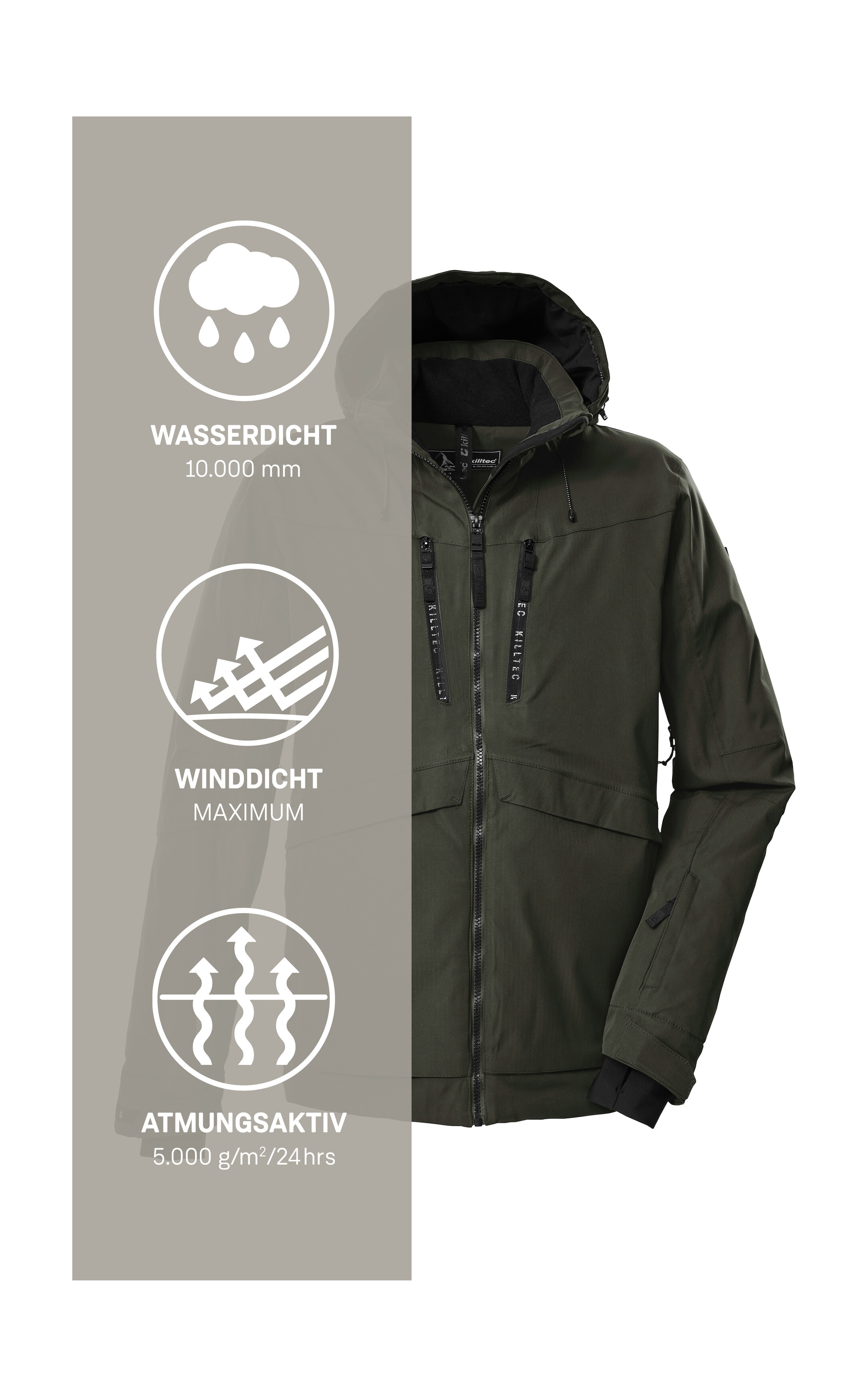 Killtec Skijacke »KSW 55 MN SKI JCKT«, Wasserdichte, atmungsaktive Skijacke mit verschweißten Nähten