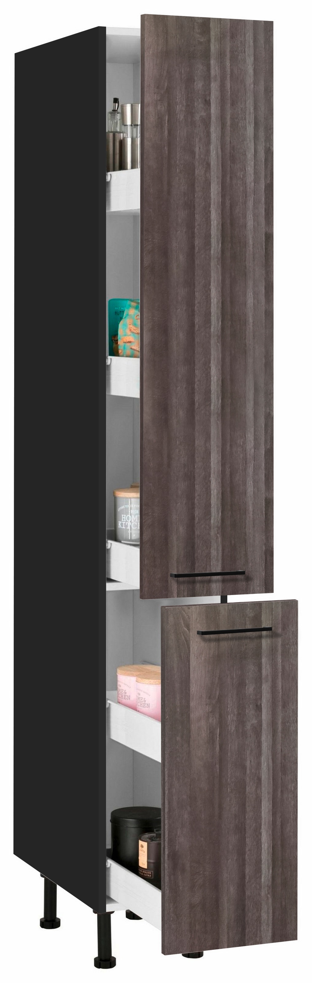 wiho Küchen Apothekerschrank »Nisos«, 30 cm breit, Soft-Close in Schubladen, verstellbare Füße, ohne Platte