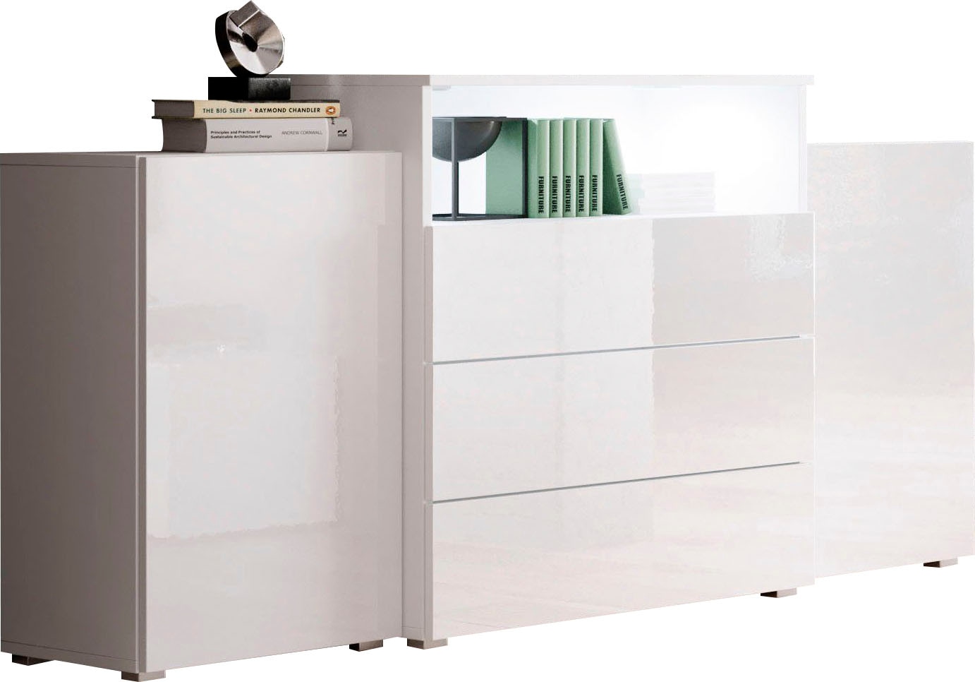 INOSIGN Sideboard »URBAN III«, Moderne Kommode mit 3 Schubladen und 4 Fächern, Breite 150 cm