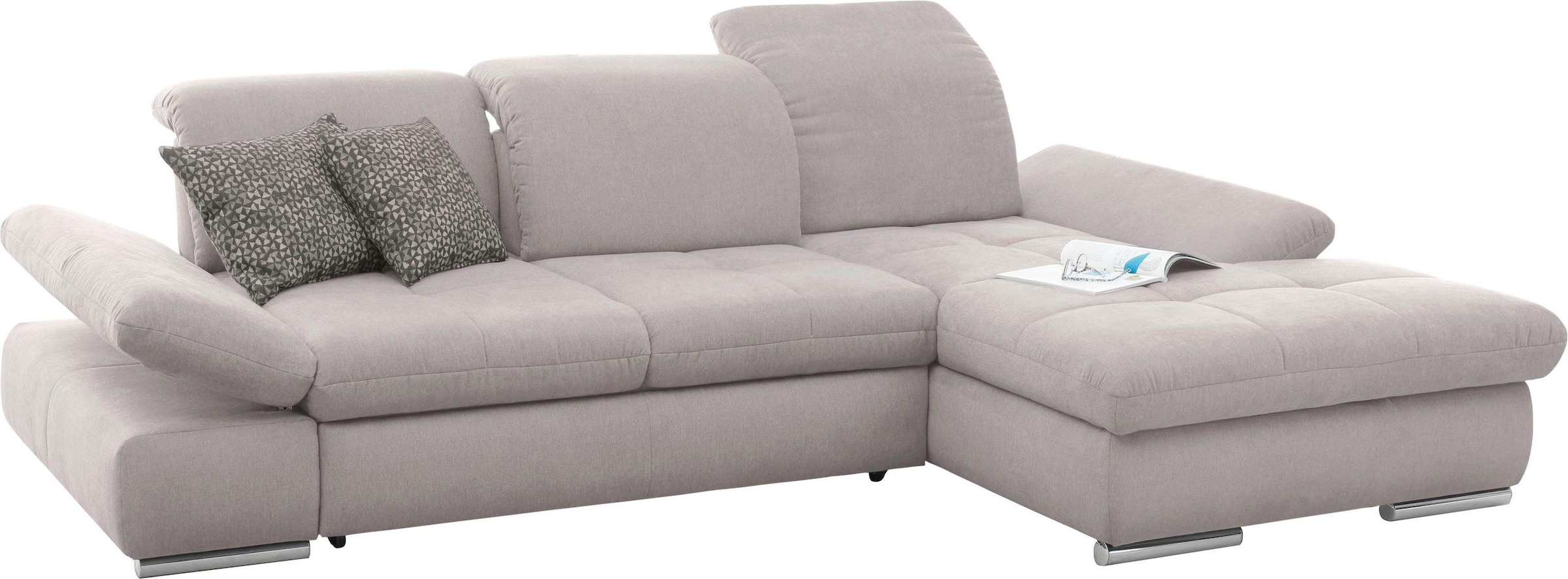 set one by Musterring Ecksofa »SO4100 V«, mit verstellbaren Kopfteilen, wahlweise mit Funktionen, Cord-Bezug