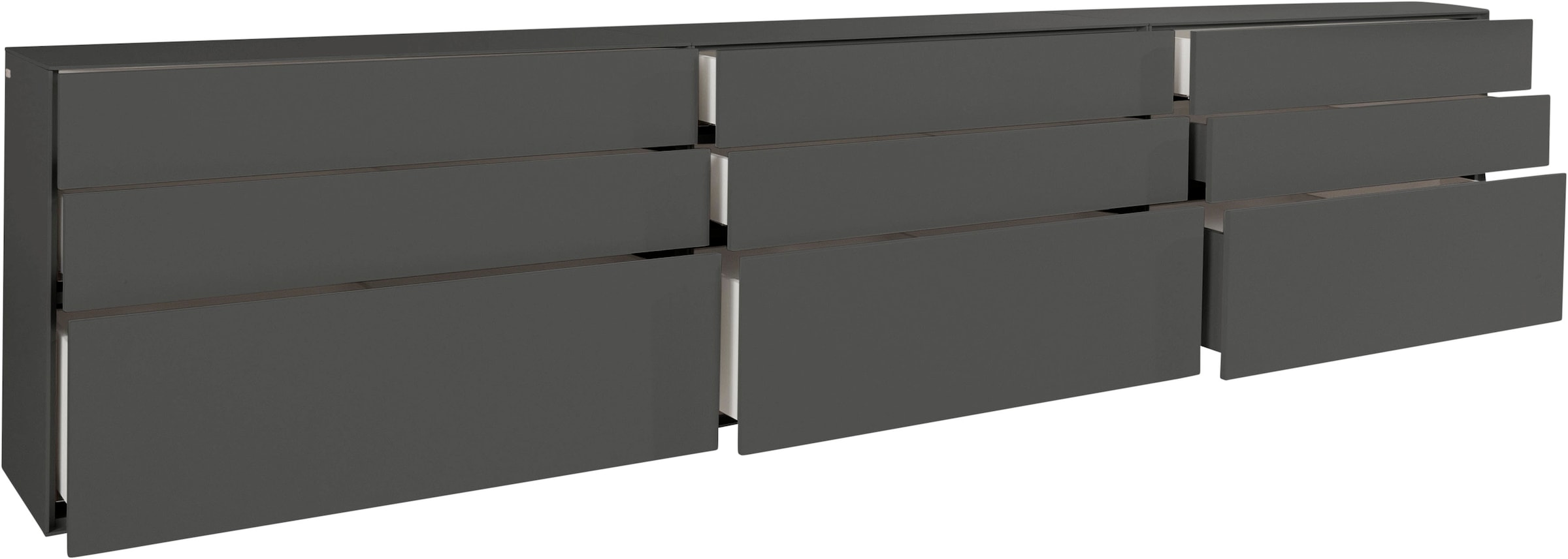 LeGer Home by Lena Gercke Sideboard »Essentials«, (3 St.), Breite: 335cm, MDF lackiert, Push-to-open-Funktion