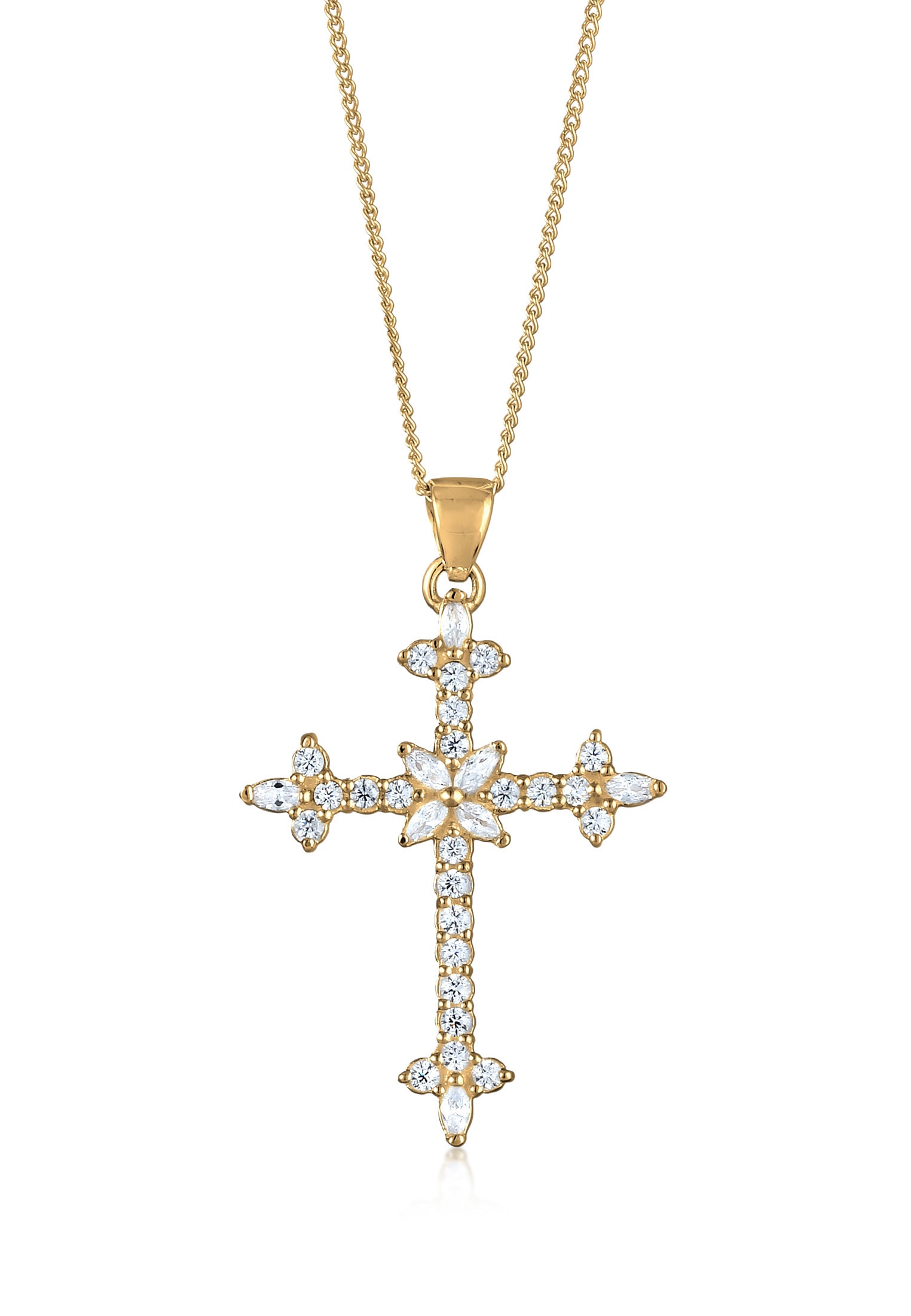 Kette mit Anhänger »Halskette Kreuz Zirkonia Marquise 925 Sterling Silber«