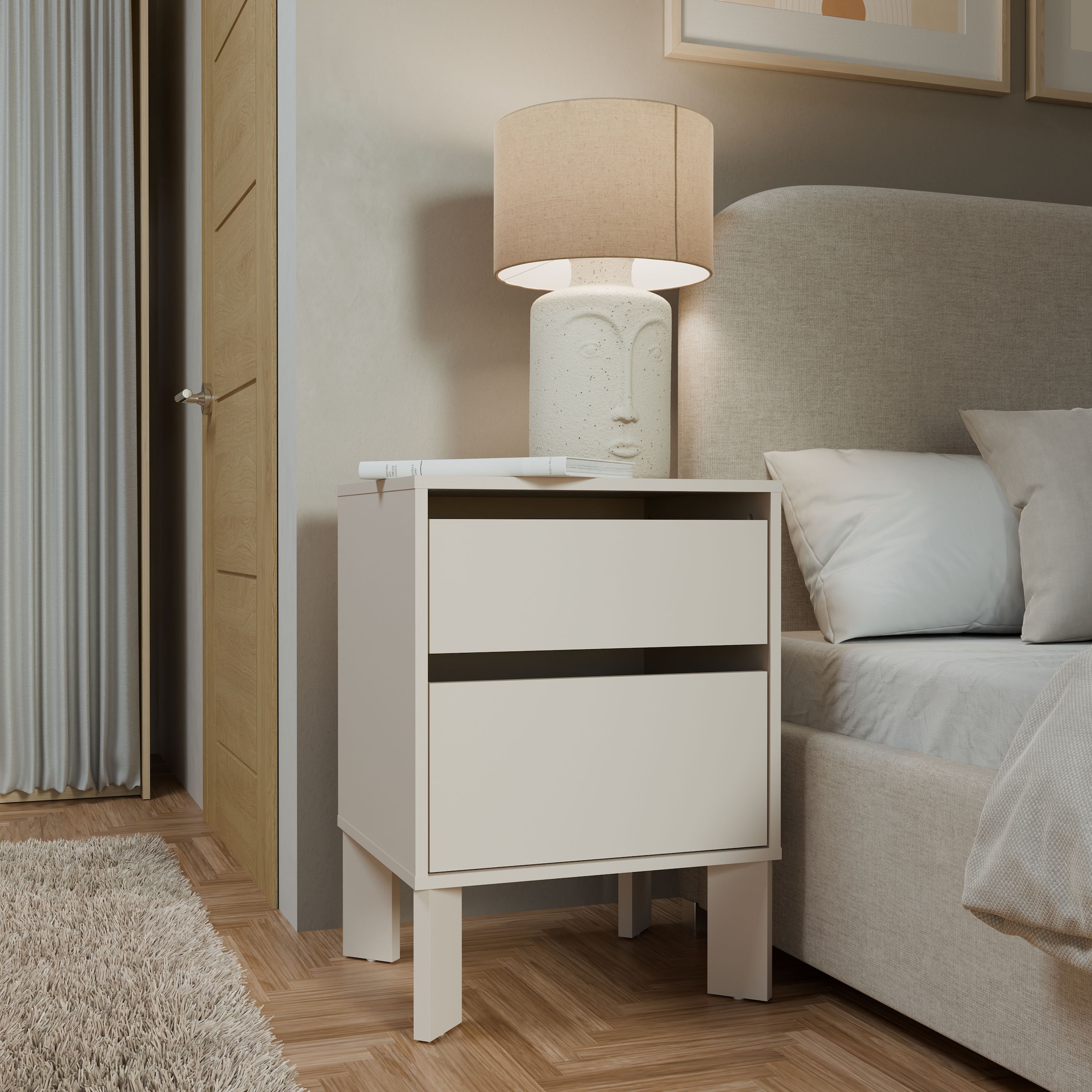 FORTE Nachtkommode »Tahoe Nachtkommode, grifflos,  2 Schubkästen« B/H/T 48,2/66,7/41,4 cm