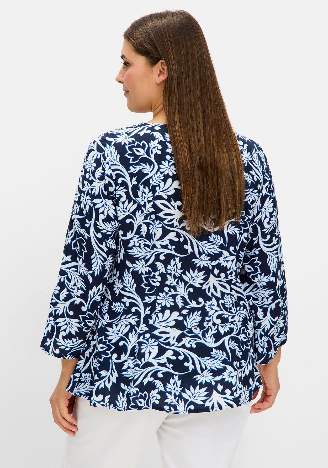 Sheego Druckbluse »Bluse mit 3/4-Trompetenärmeln«