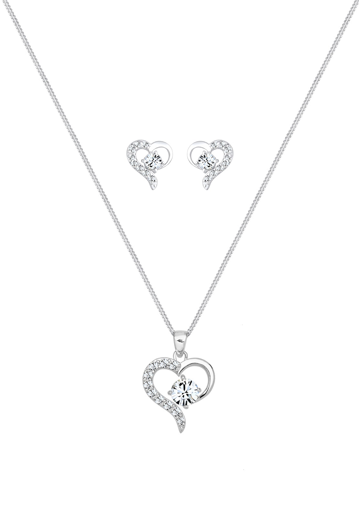 Elli Ohrring und Ketten Set »Schmuckset Set mit Herz Weiß 925 Sterling Silber, mit Kristallen von Swarovski®« ()