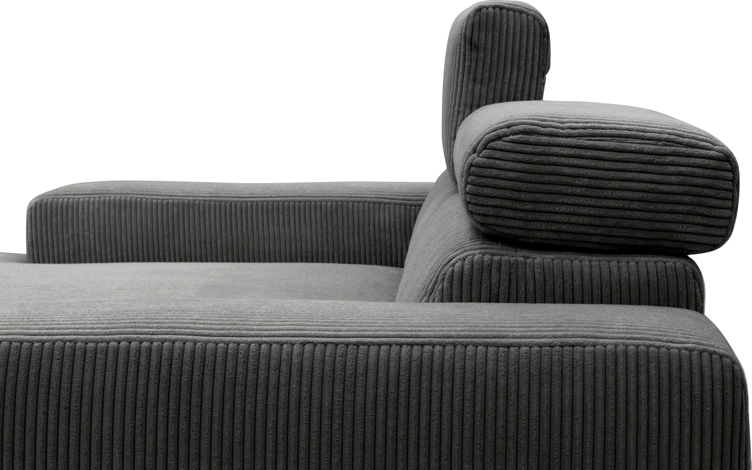 DOMO collection Ecksofa »Brandon B/T/H: 214/100/80 cm, belastbar bis 140kg/ Sitz, auch in Cord«, Mit Kopfteilverstellung, auch in Leder und Cord, L-Form