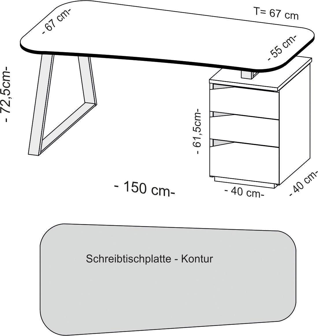 Möbelfabrik VOGL cm bequem kaufen Schreibtisch Breite 150 »Erik«,