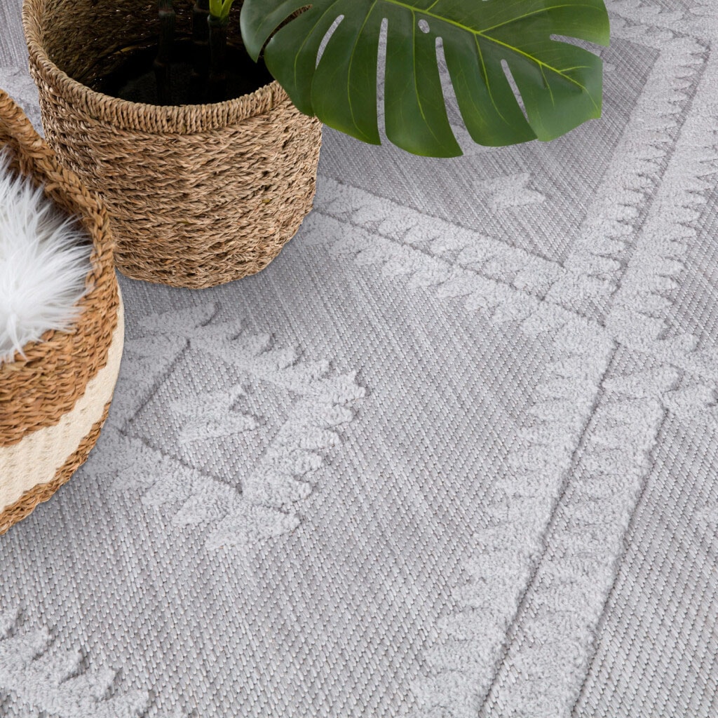 Carpet City Teppich »In-& Outdoorteppich Santorini 454, 3D-Effekt, Raute-Optik«, rechteckig, 5 mm Höhe, Wetterfest & UV-beständig für Terrasse, Balkon, Küche, Flur