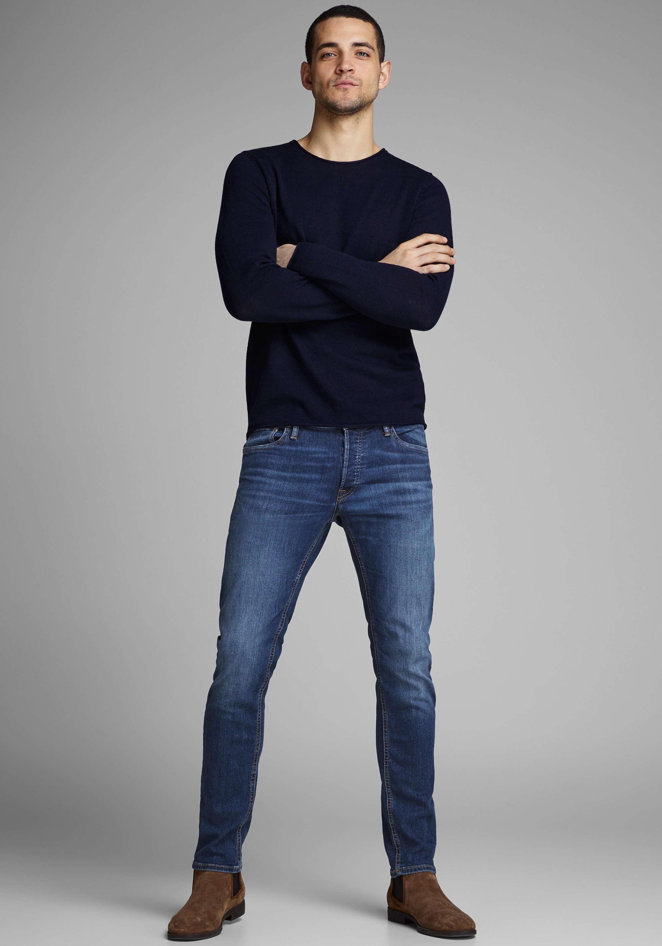Jack & Jones Slim-fit-Jeans »JJIGLENN Slim-Fit mit Stretch und praktischer 5-Pocket-Form«, mit Abriebeffekten