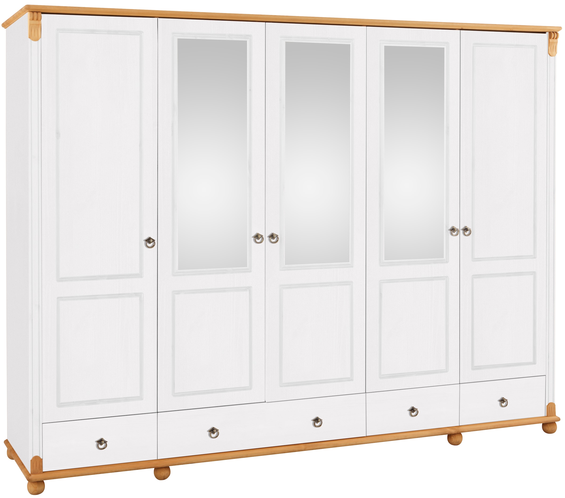 Home affaire Kleiderschrank »Tessin«, Breite 245 cm, Kiefer massiv, mit Spiegel