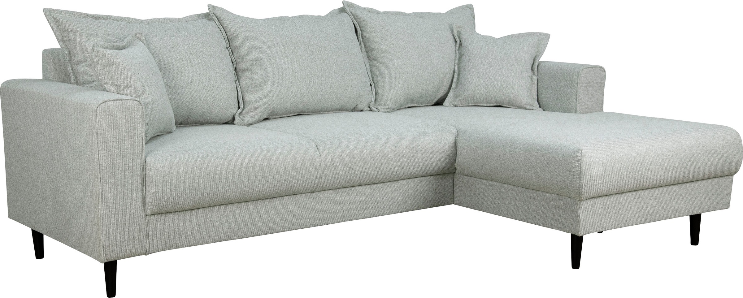 Home affaire Ecksofa »VEYRAS L-Form, hoher Sitzkomfort, Maße B/T/H: 230/150/76 cm«, mit Wellenunterfederung, incl. Rückenkissen und Zierkissen