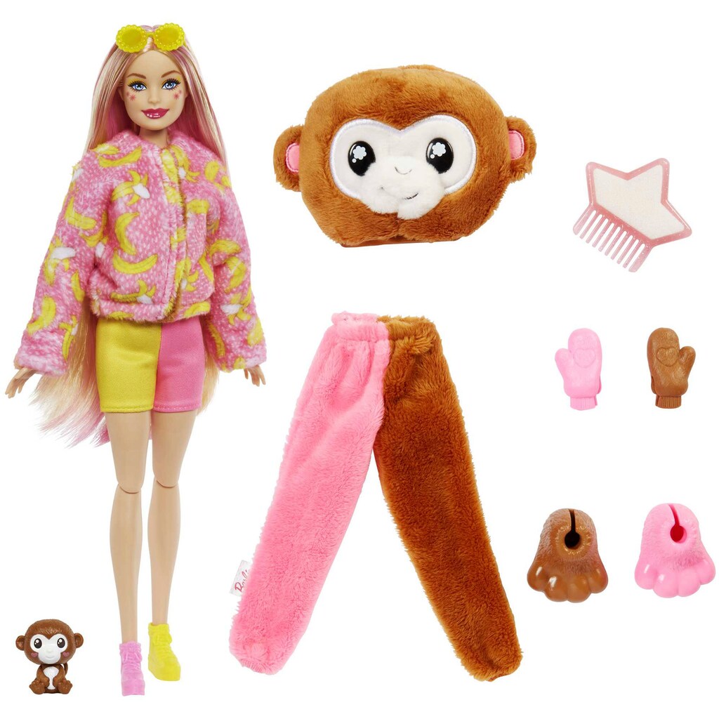 Barbie Anziehpuppe »Cutie Reveal, im Affen-Kostüm (Dschungel-Serie)«, inklusive Accessoires