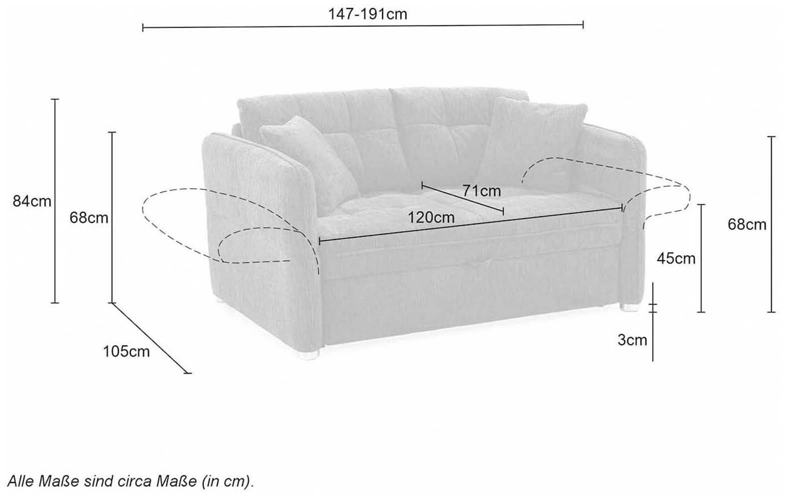 Jockenhöfer Gruppe Schlafsofa »Leon, B: 147 - 187 cm, Liegefl. 120 - 160x200 cm, Breite wählbar« mit Bettfunktion & Zierkissen, in 3 Breiten
