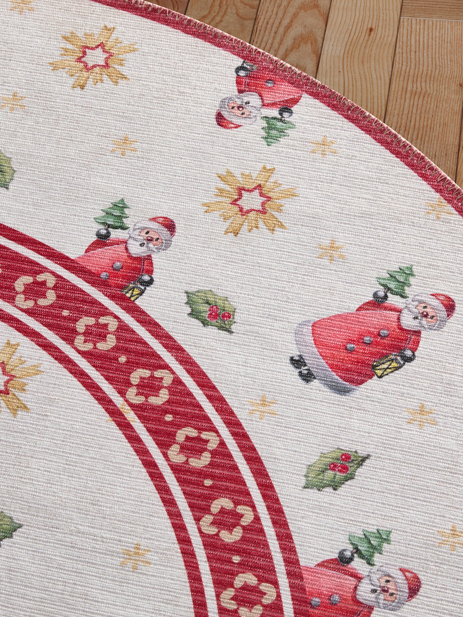 Villeroy & Boch Teppich »Toy's Delight Limited Edition Santa Claus«, rund, 3 mm Höhe, Limited Edition, Weihnachten, Wohnzimmer, Baumrock, Waschbar, Rund