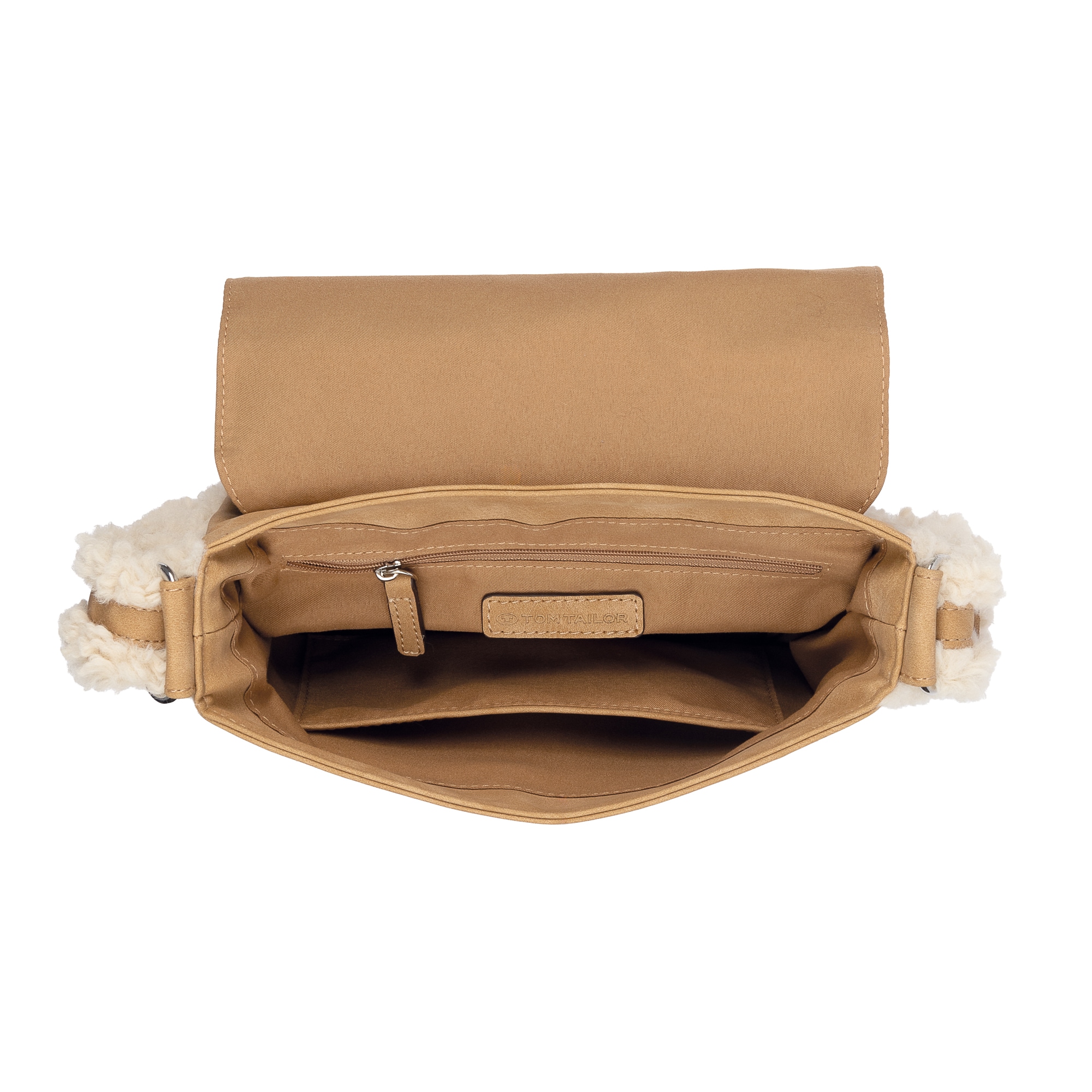 TOM TAILOR Umhängetasche »Neela« Damen Schultertasche, frischer Look mit kuschelige Fellimitatbesatz
