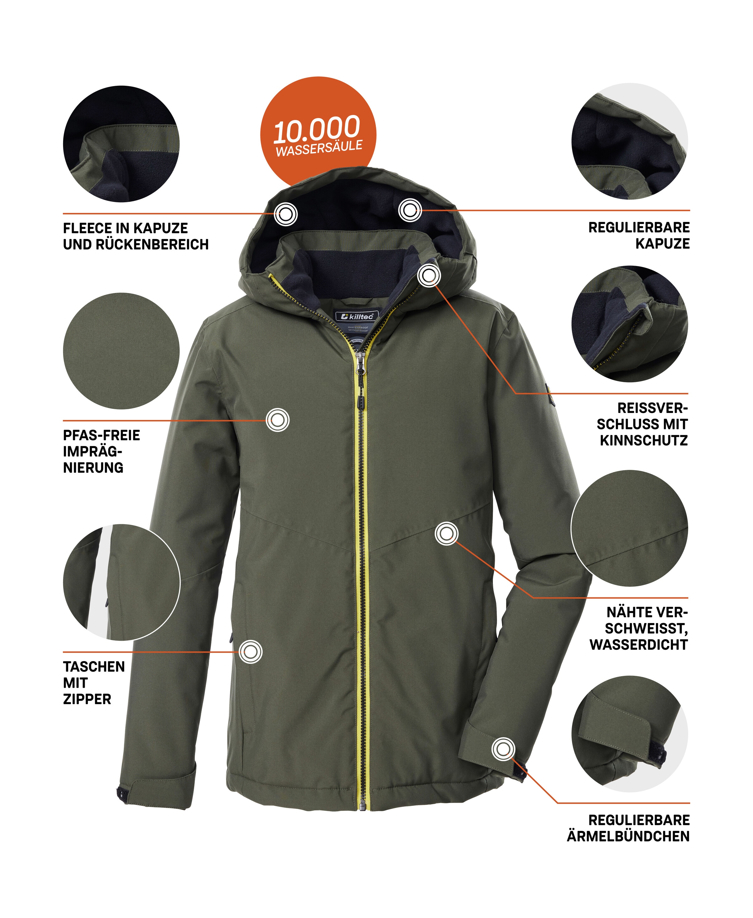 Killtec Funktionsjacke »KOW 221 BYS JCKT« Wind- und wasserdichte Kinderjacke mit verstellbarer Kapuze