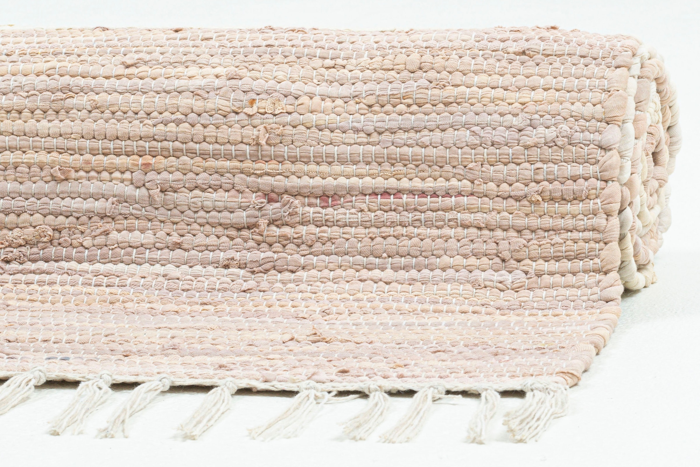THEKO Läufer »Stripe Cotton«, rechteckig, 5 mm Höhe, Handweb Flachgewebe, reine Baumwolle, handgewebt, mit Fransen
