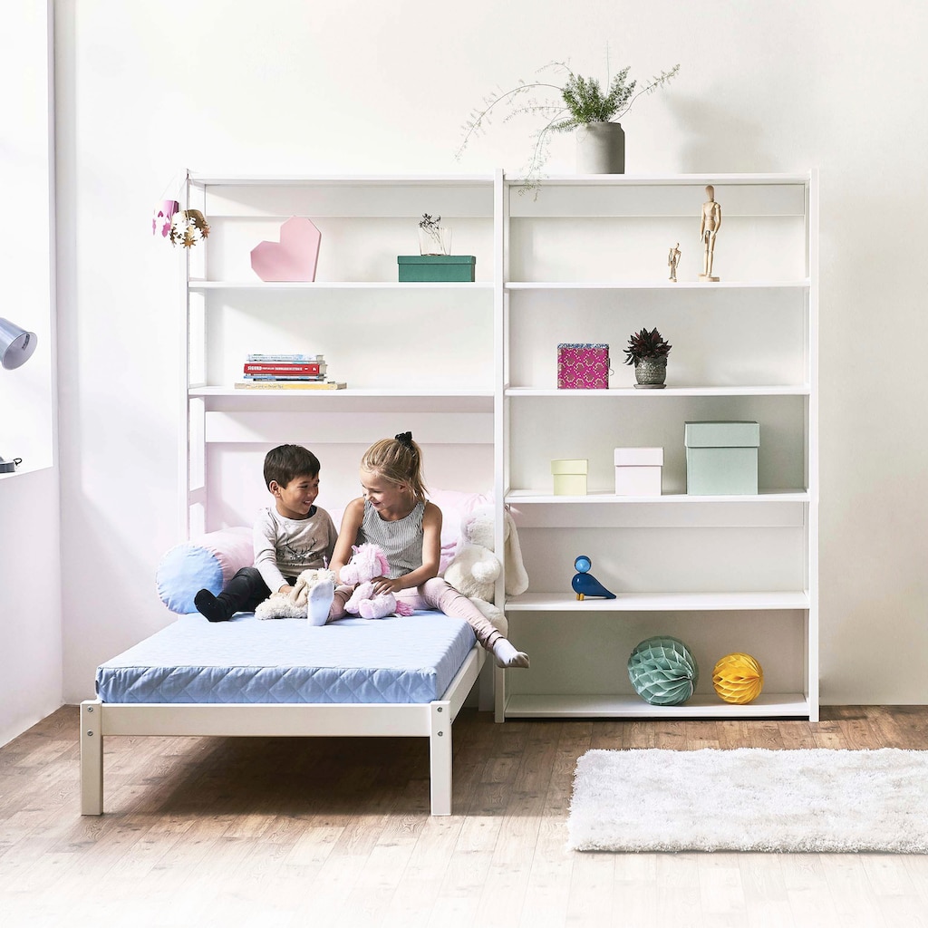 Hoppekids Jugendzimmer-Set »STOREY«, (Set, 16 St., Kinderbett, Rollrost, Schaummatratze, Regalsystem, 8 Einlegeböden)