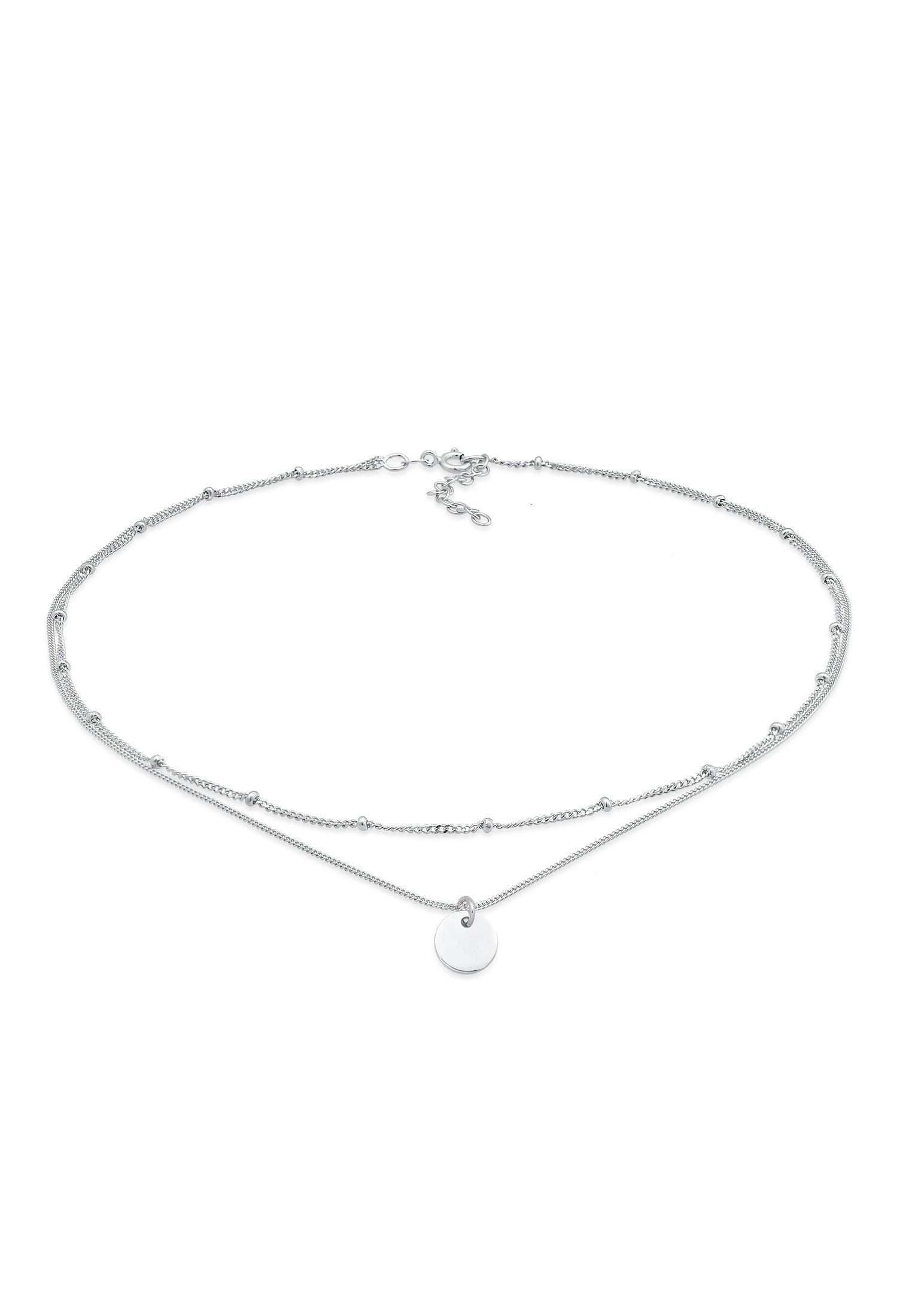 Elli Silberkette »Halskette Choker Layer Kugelkette Plättchen 925 Silber«