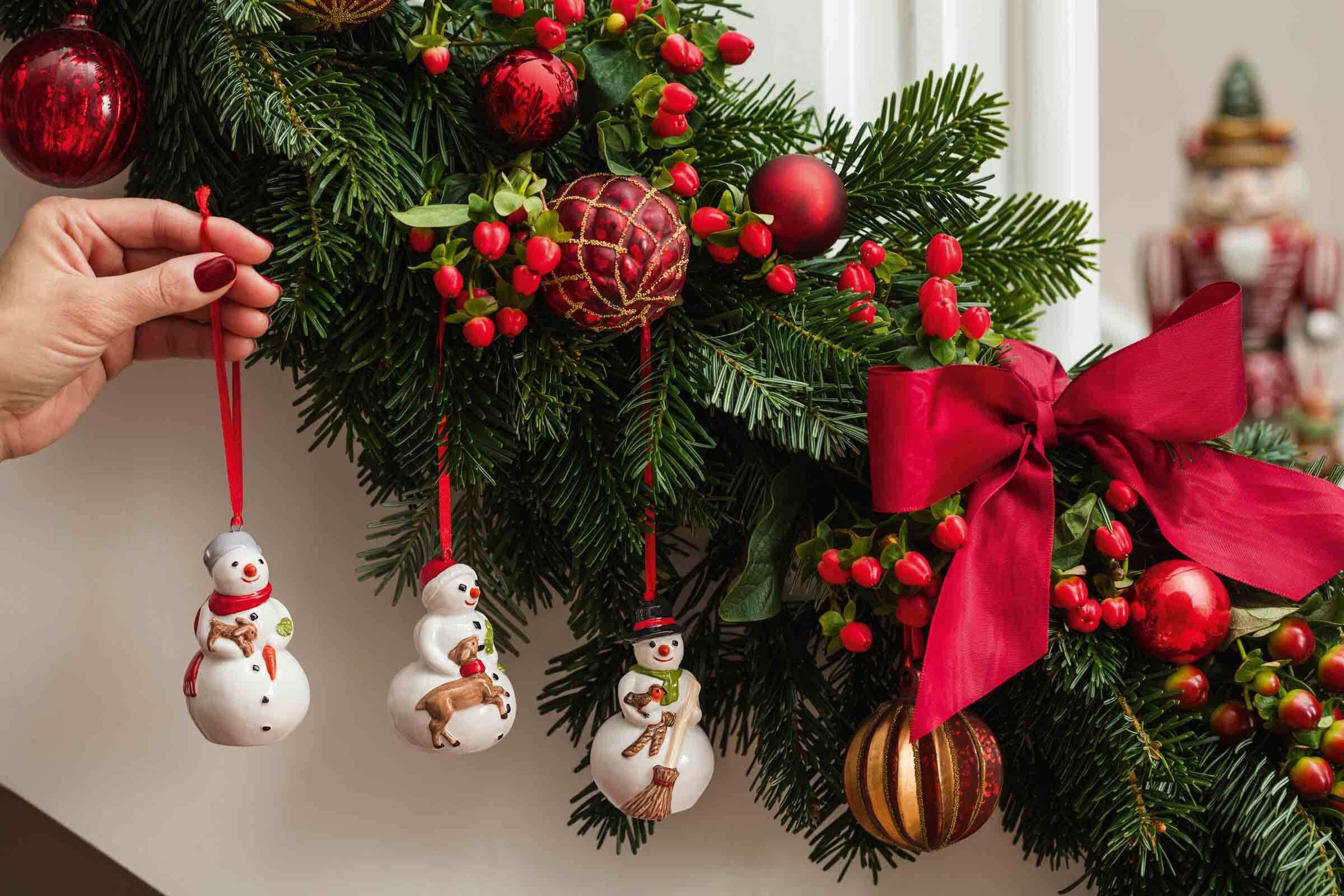 Villeroy & Boch Weihnachtsfigur »Ornamente Schneemann Nostalgic Ornaments 3er Set bunt«