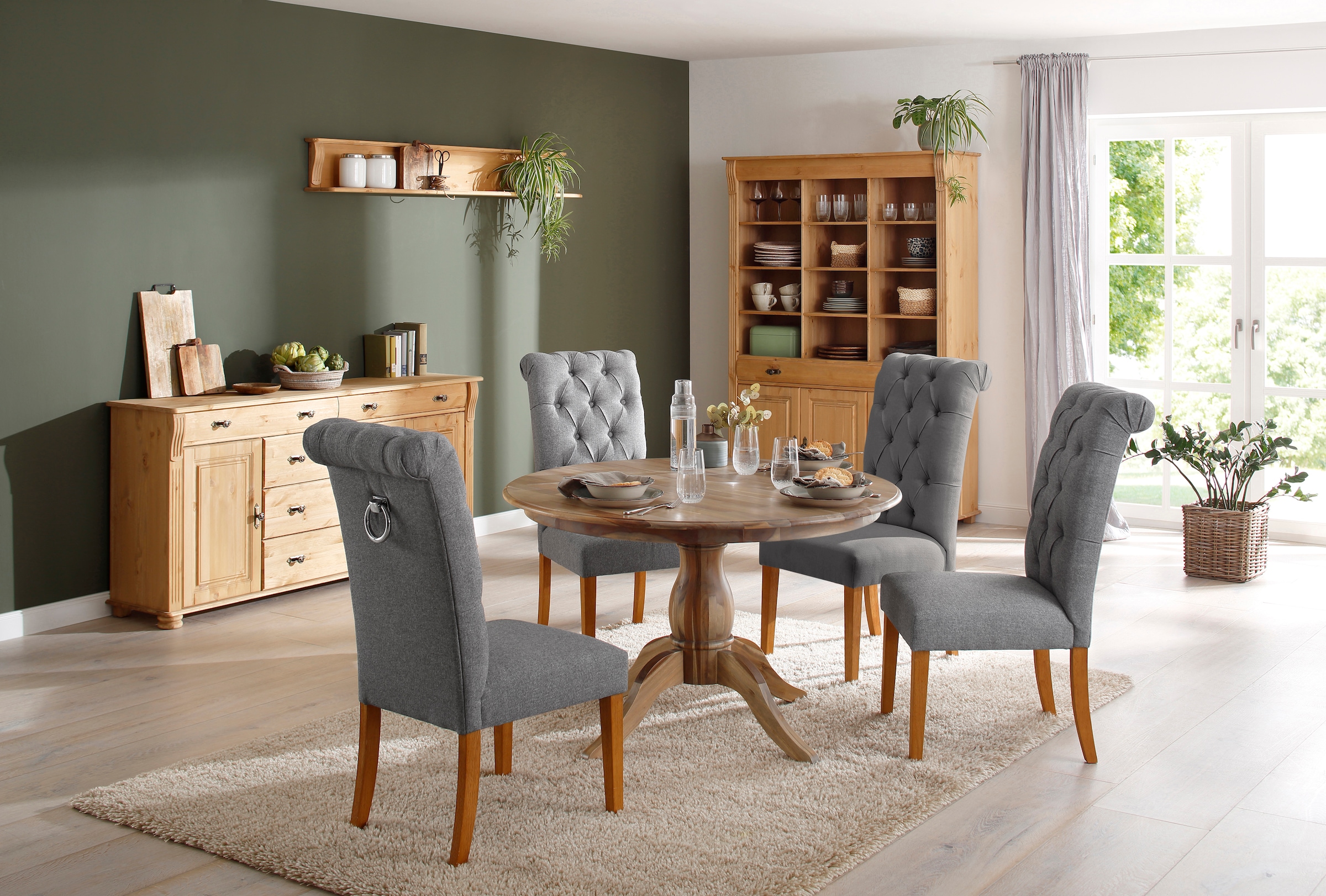 Home affaire Esszimmerstuhl »Liao, TOPSELLER!, OTTOs Choice«, (Set), Webstoff-Struktur (100% Polyester), 2er-Set, mit edler Knopfheftung in der Rückenlehne