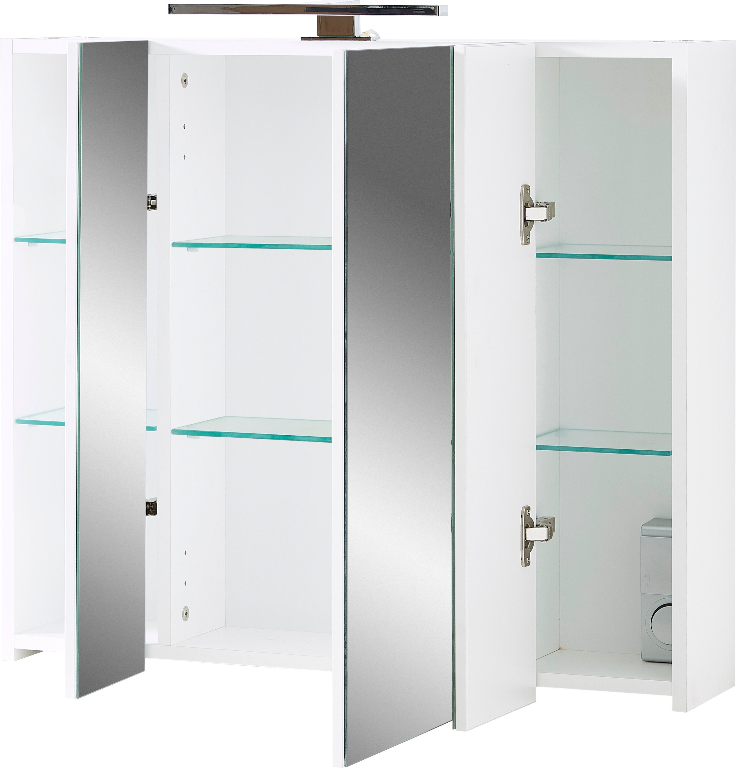 GERMANIA Badmöbel-Set »Torrance«, (3 St.), Waschbecken-Unterschrank, Spiegelschrank mit Beleuchtung und Kommode