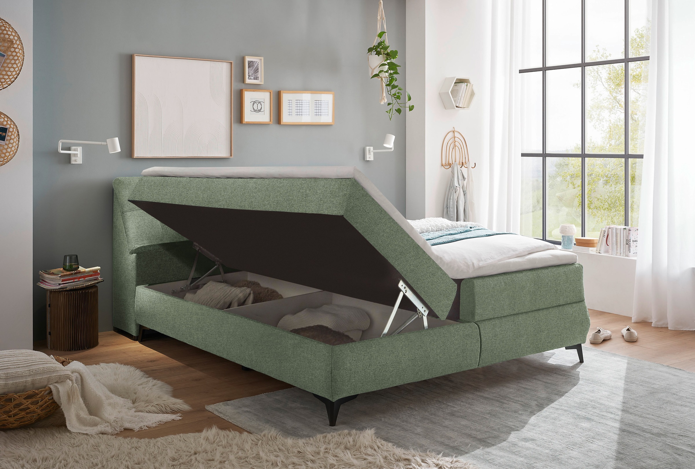 ED EXCITING DESIGN Boxbett »Atlantis«, mit Bettkasten und Stauraum im Kopfteil