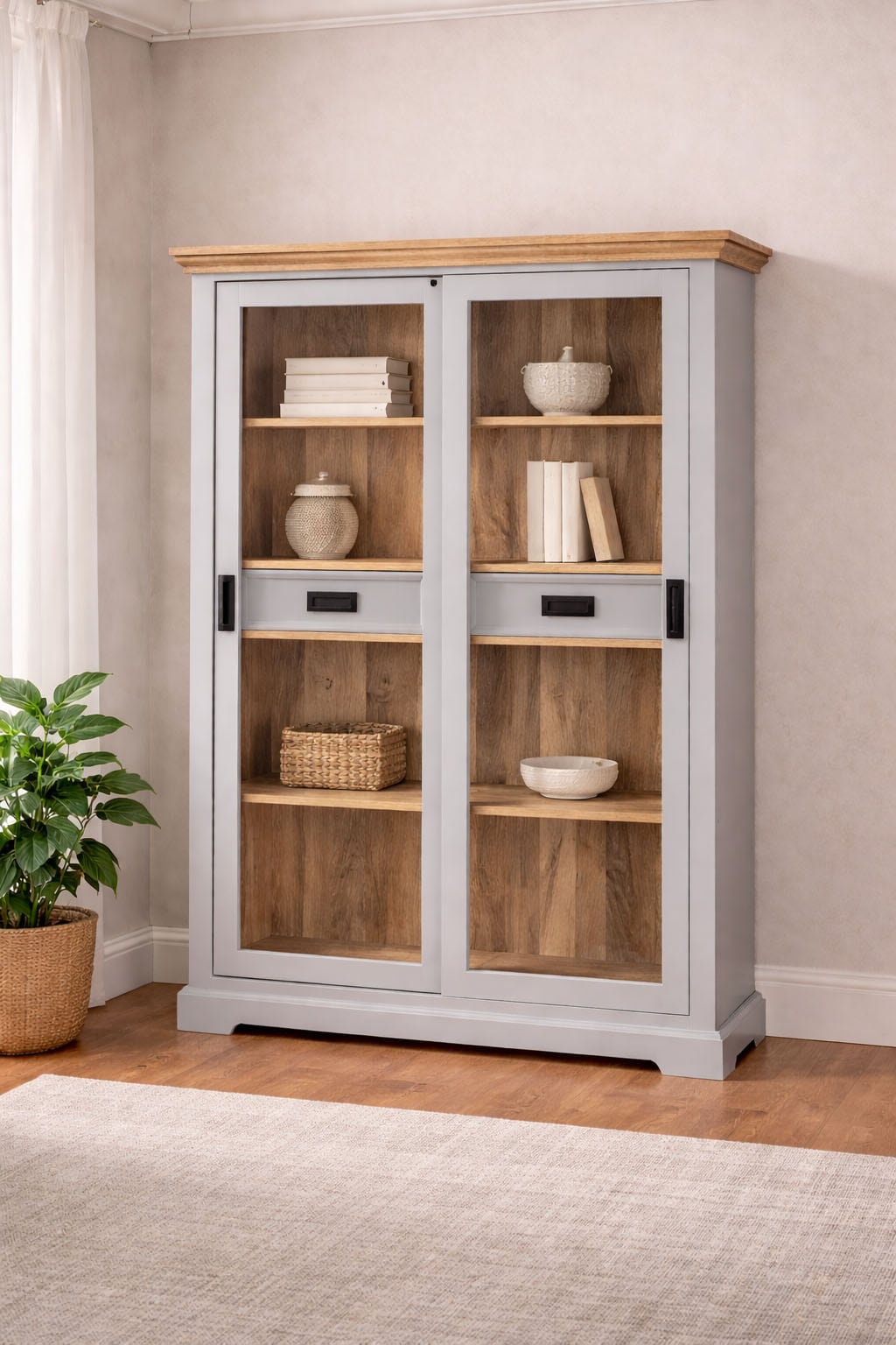 OTTO home Vitrine »Alpinist Highboard Höhe/Breite/Tiefe 120/160/40 cm« mit 2 Glasschiebetüren, handgefertigt, Unikat-Möbel, Höhe 160 cm