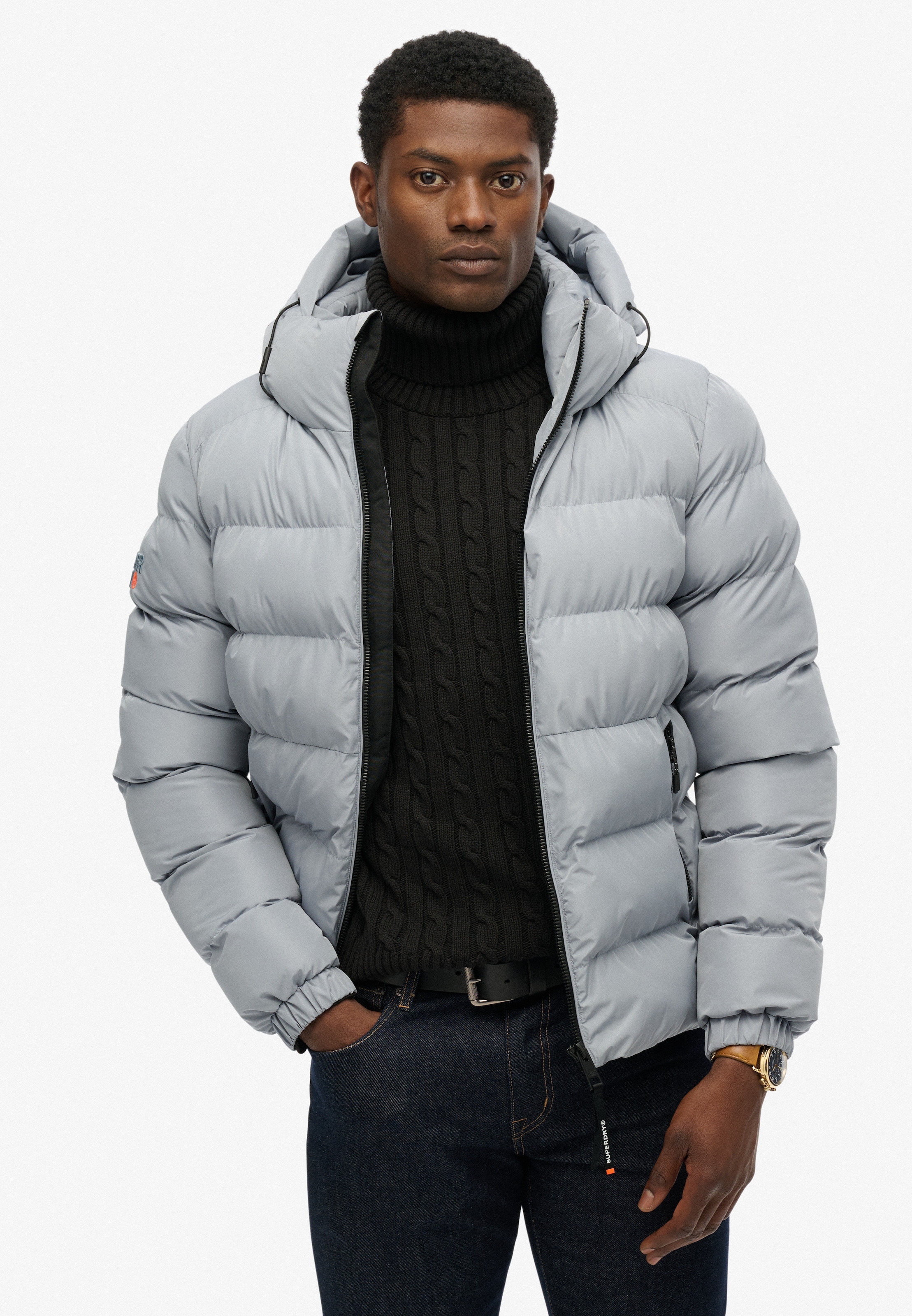 Superdry Steppjacke »HOODED SPORTS PUFFER JACKET« mit Kapuze Kunstfaser, relaxed fit