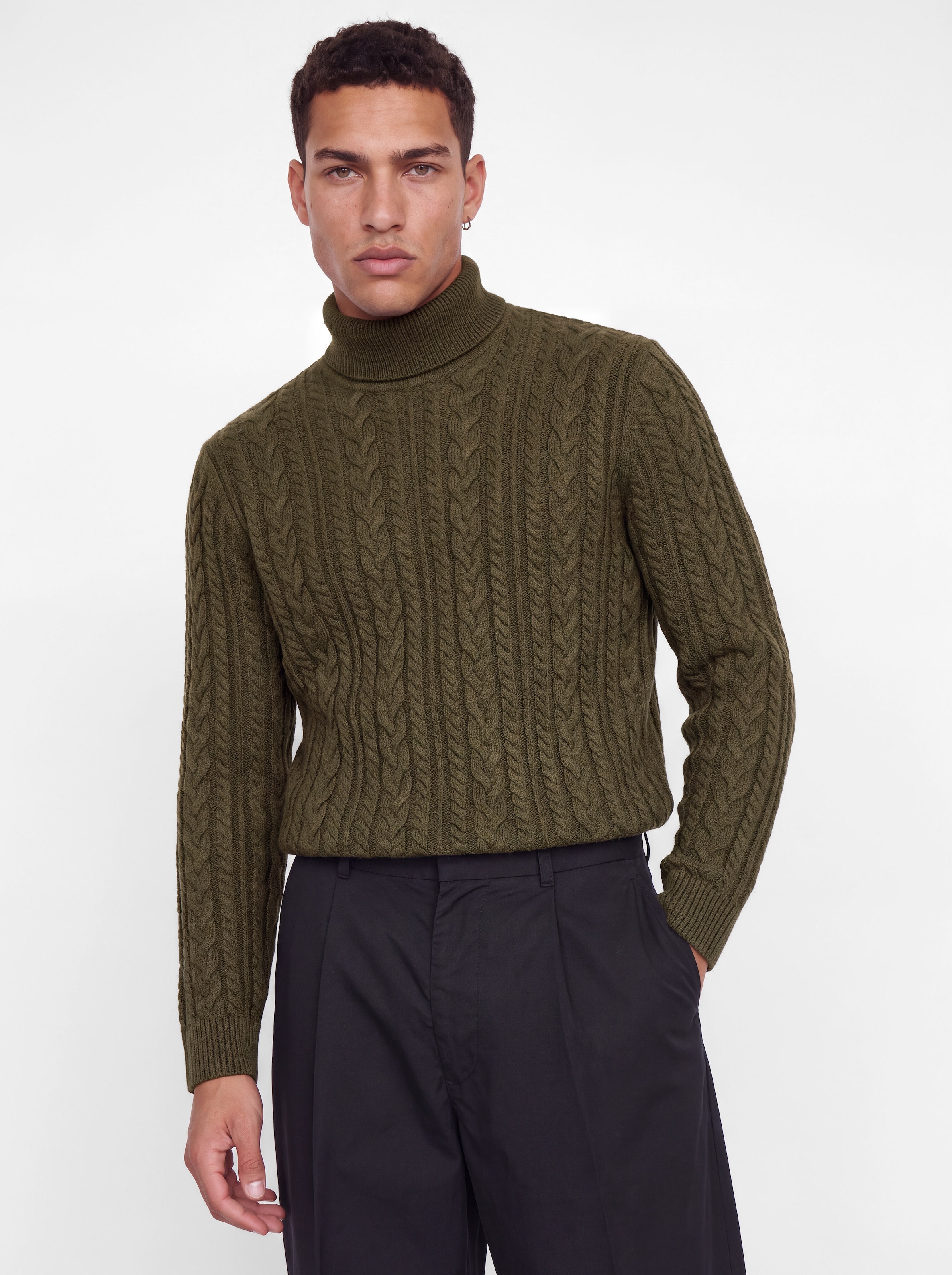 Jack & Jones Rollkragenpullover »JPRBLUCALLUM CABLE KNIT ROLL NECK« Materialmix, regular fit