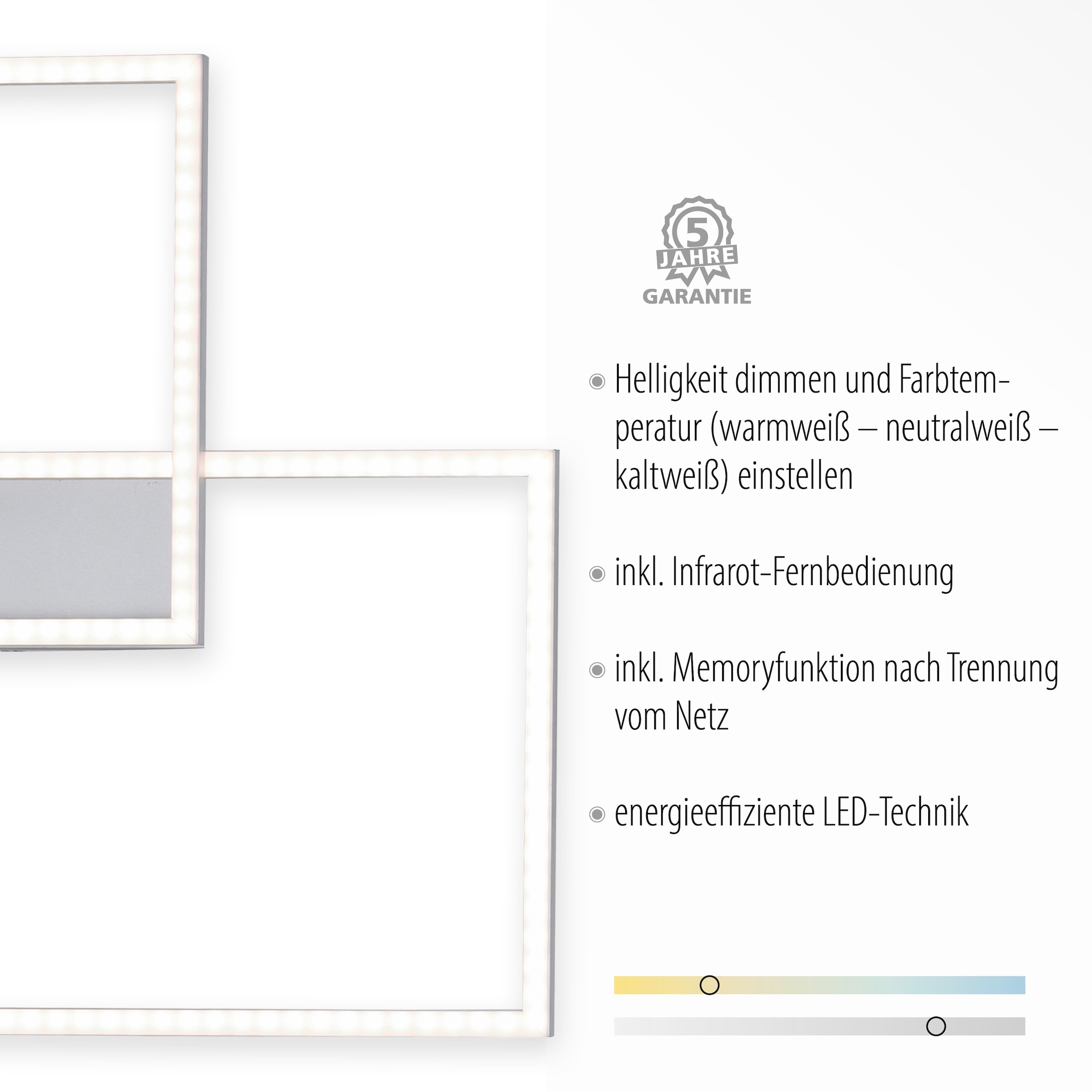 Leuchten Direkt - XXL Infrarot kaufen dimmbar online white, über Garantie flammig-flammig, 3 LED, tunable Deckenleuchte CCT inkl., Jahren | Fernbedienung 2 mit »IVEN«