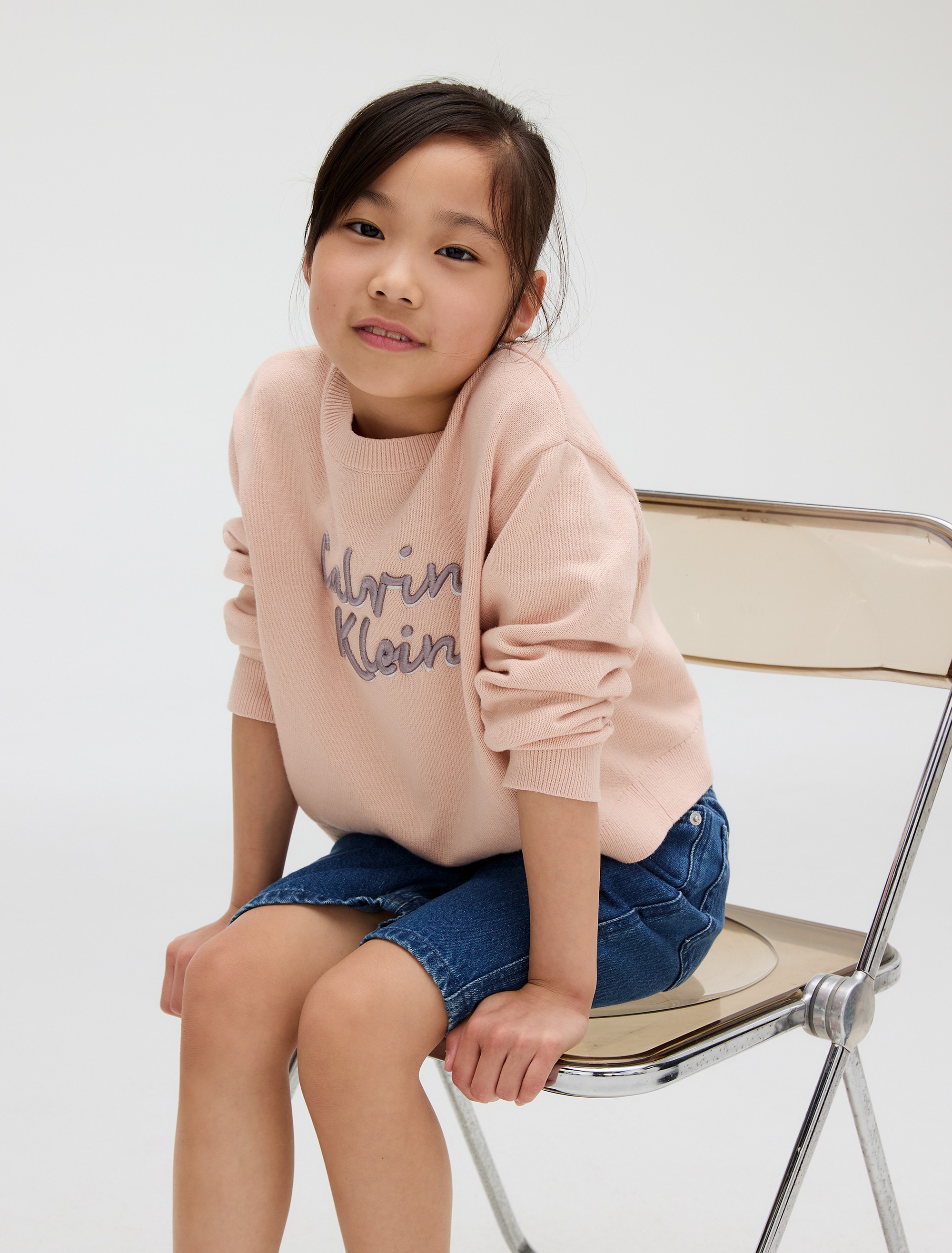 Calvin Klein Jeans Rundhalspullover »LOGO METALLIC INTERSIA«, für Kinder bis 16 Jahre, große Stickerei