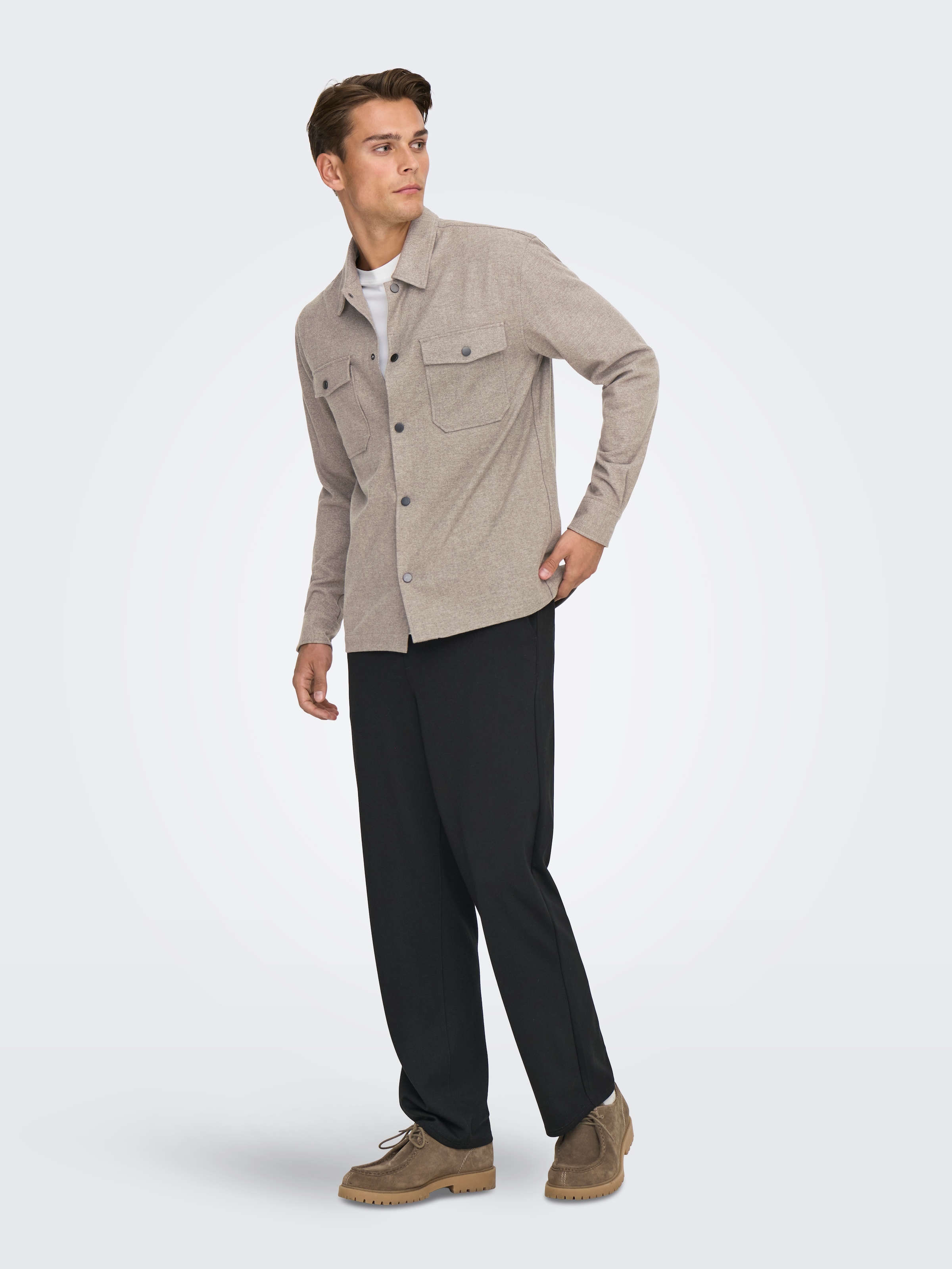 ONLY & SONS Langarmhemd »ONSMARK BRUSHED 0353 OVERSHIRT« Materialmix, regular fit