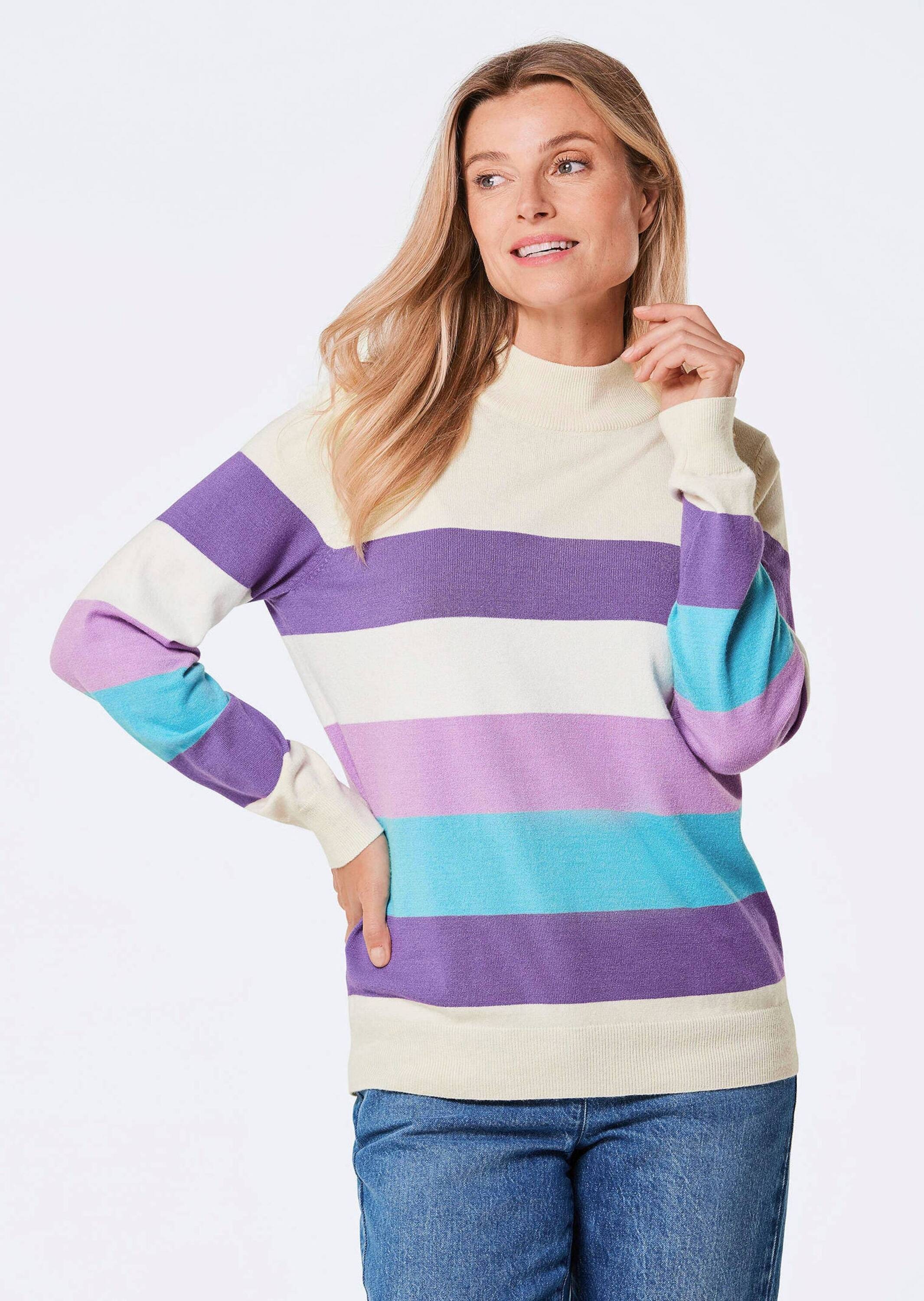GOLDNER Rundhalspullover »Kurzgröße Strickpullover« Stehbund mit Rippe